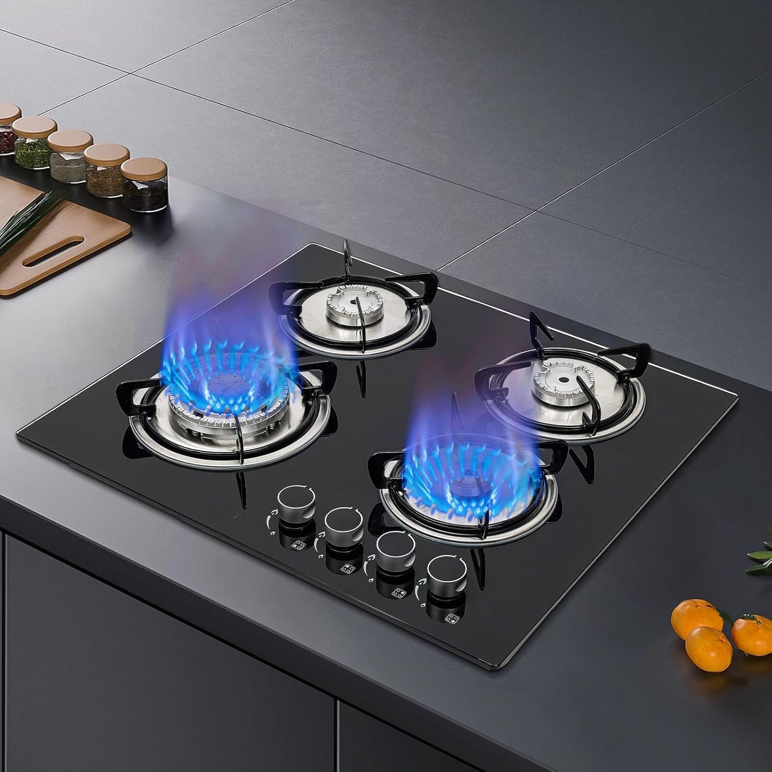 Gas Cooktop 4 Burners, Stainless Steel Burner Stove, Lpg With Adapter Top Stoves, Gas Stove Top For Kitchen, Apartment,Indoor,Rv - Image 3