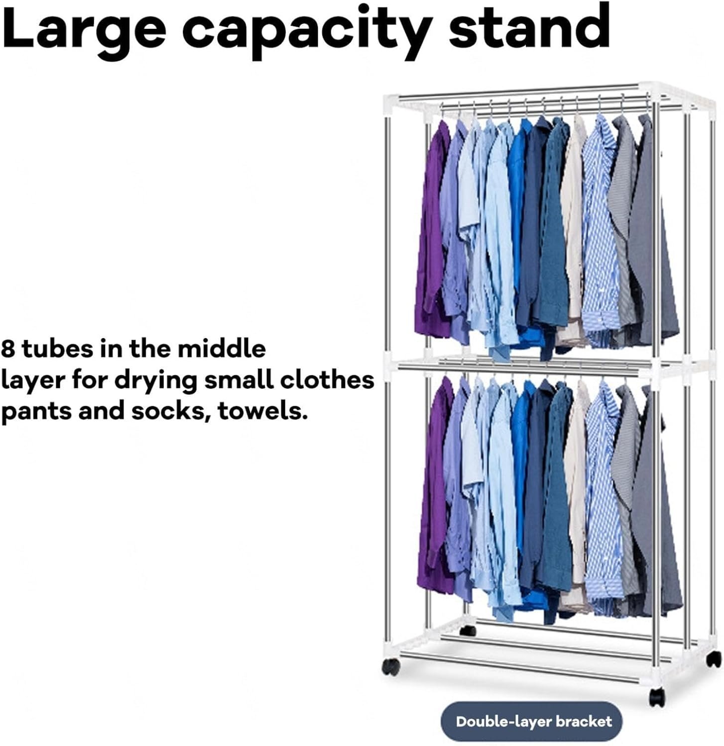 Clothes dryers, Electric Heated Clothes Airer Dryer, Large Space Remote Control Multiple Gears, Quickly Drying, Timer, Easy to Use (Color : Blue) - Image 3