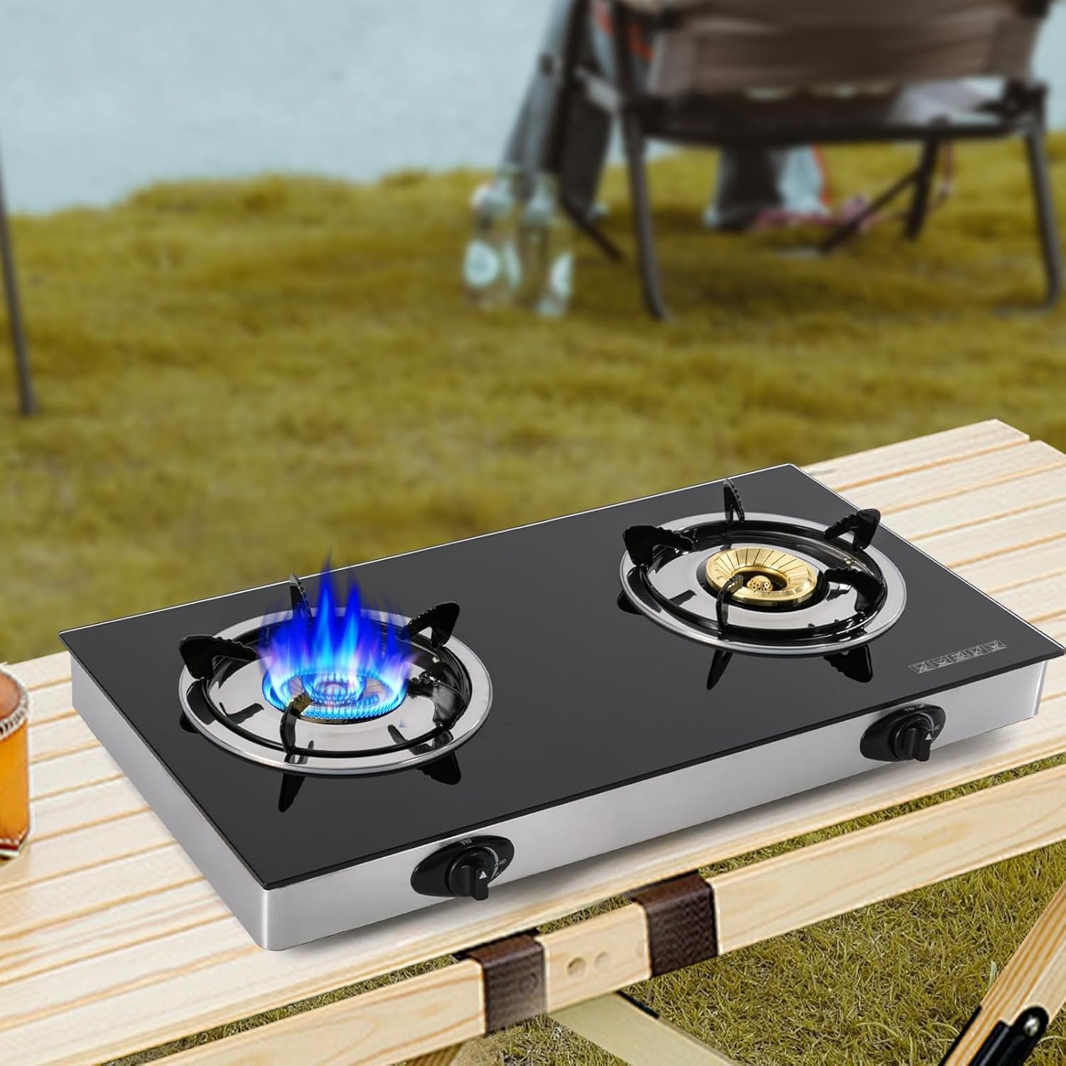 DYRABREST 28" Gas Stove 2 Burners Countertop Gas Stove Cooktop Portable Stainless Steel Propane Stove Auto Ignition LPG Stove Dual Burner Camping Stove for RV, Outdoor Kitchen Apartment - Image 4