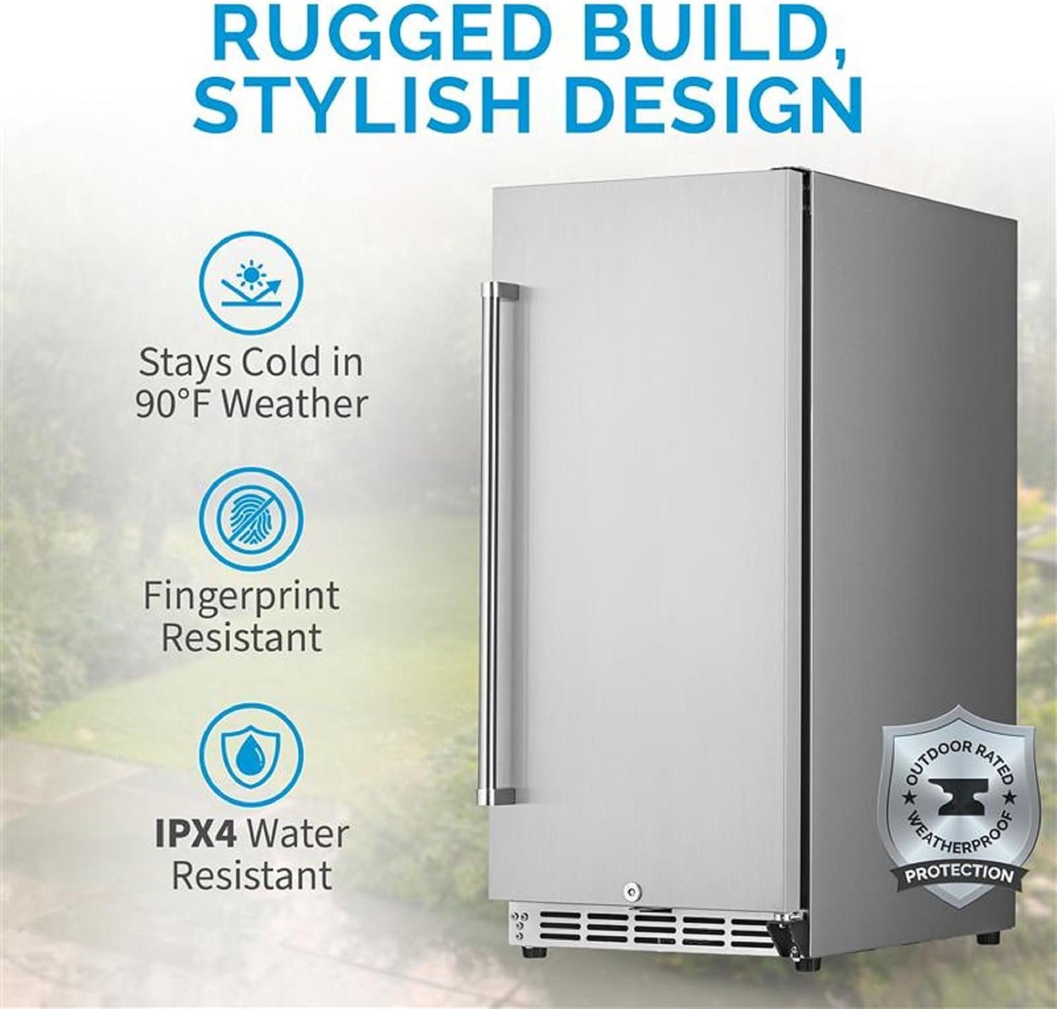NewAir 15" Commercial Beverage Refrigerator | Weatherproof Stainless Steel Fridge | Built-In or Freestanding Outdoor Patio Fridge For Beer, Wine, Food NCR032SS00 - Image 2