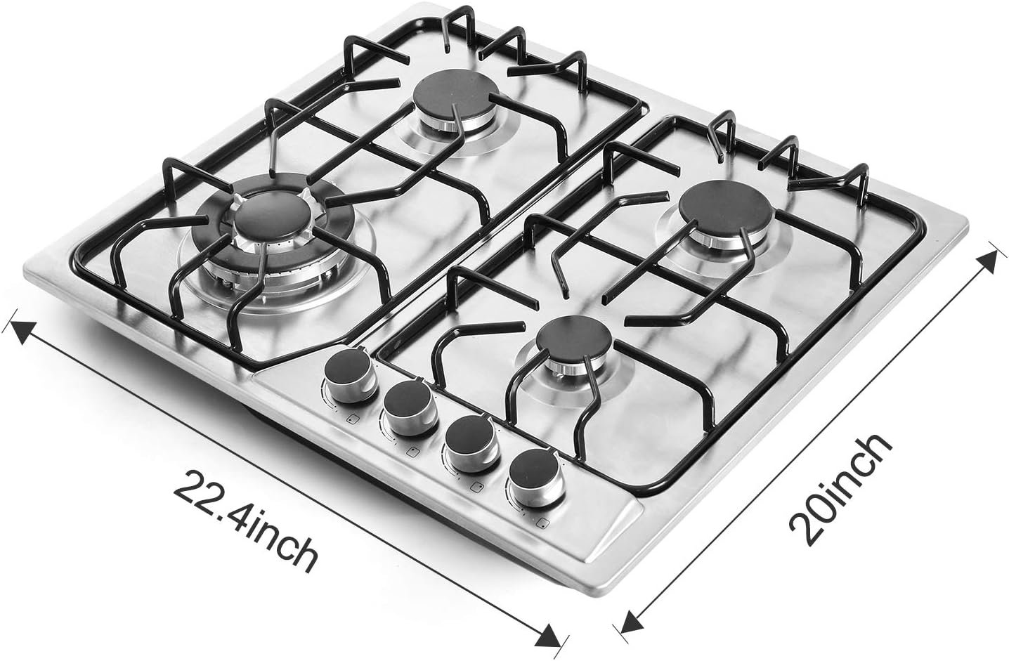 22″x20″ Built in Gas Cooktop 4 Burners Stainless Steel Stove with NG/LPG Conversion Kit Thermocouple Protection and Easy to Clean (20Wx22L) - Image 2