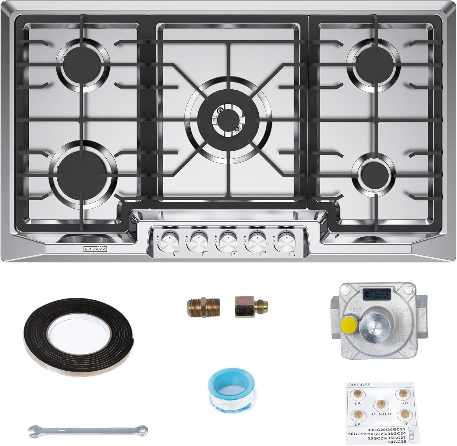 Empava 36 Inch Gas Cooktop 5 SABAF Sealed Burners Made in Italy,Propane Stove LPG/NG Convertible,Bulit-in Cook Top Stainless Steel CSA Certified,Thermocouple Protection,for Homes, Kitchens - Image 8