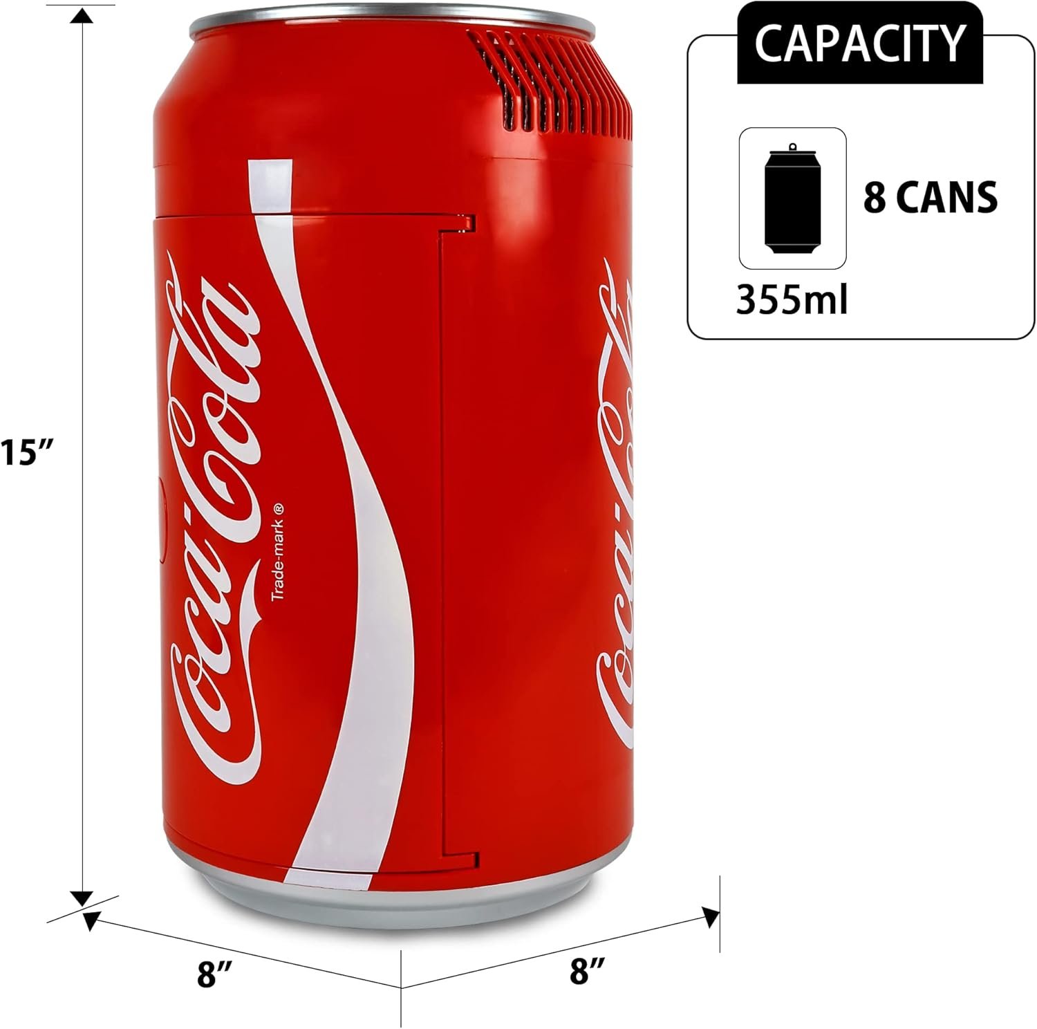 Coca Cola Mini Fridge - Refrigerator for Bedroom Skincare Office, Portable Table Top Beverage Cooler, 12V 110V Refrigerador For Drinks, Soda, Wines, Breast Milk, Use In Car, Dorm, Outdoor, Patio,8 Can - Image 6