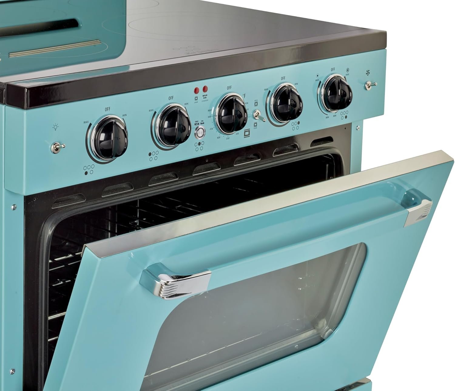 Unique Appliances UGP-30CR EC T Classic Retro Radiant Freestanding Electric Convection Oven Light, Range with 5-Element Glass Cooktop, 30", Ocean Mist Turquoise - Image 4