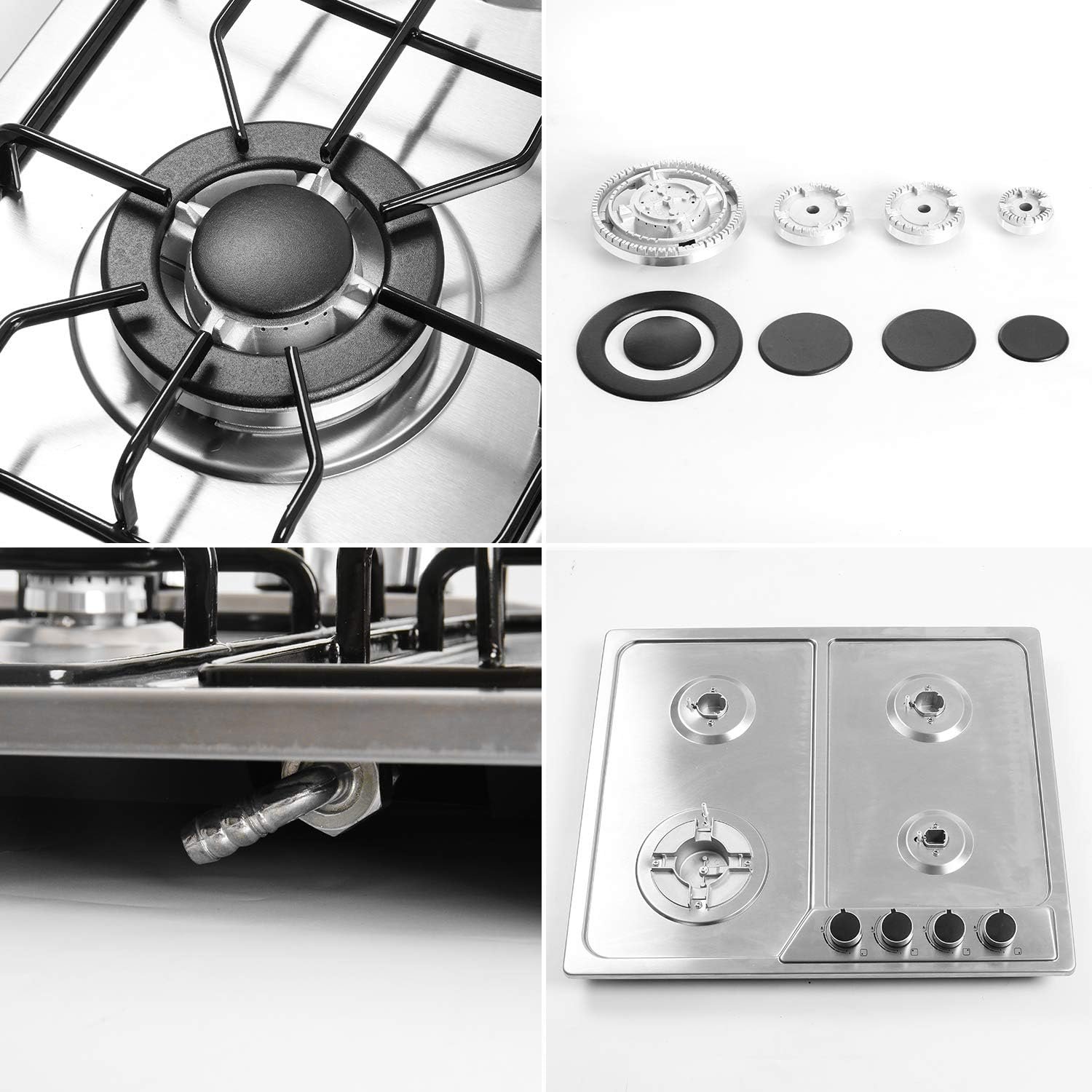 22″x20″ Built in Gas Cooktop 4 Burners Stainless Steel Stove with NG/LPG Conversion Kit Thermocouple Protection and Easy to Clean (20Wx22L) - Image 6