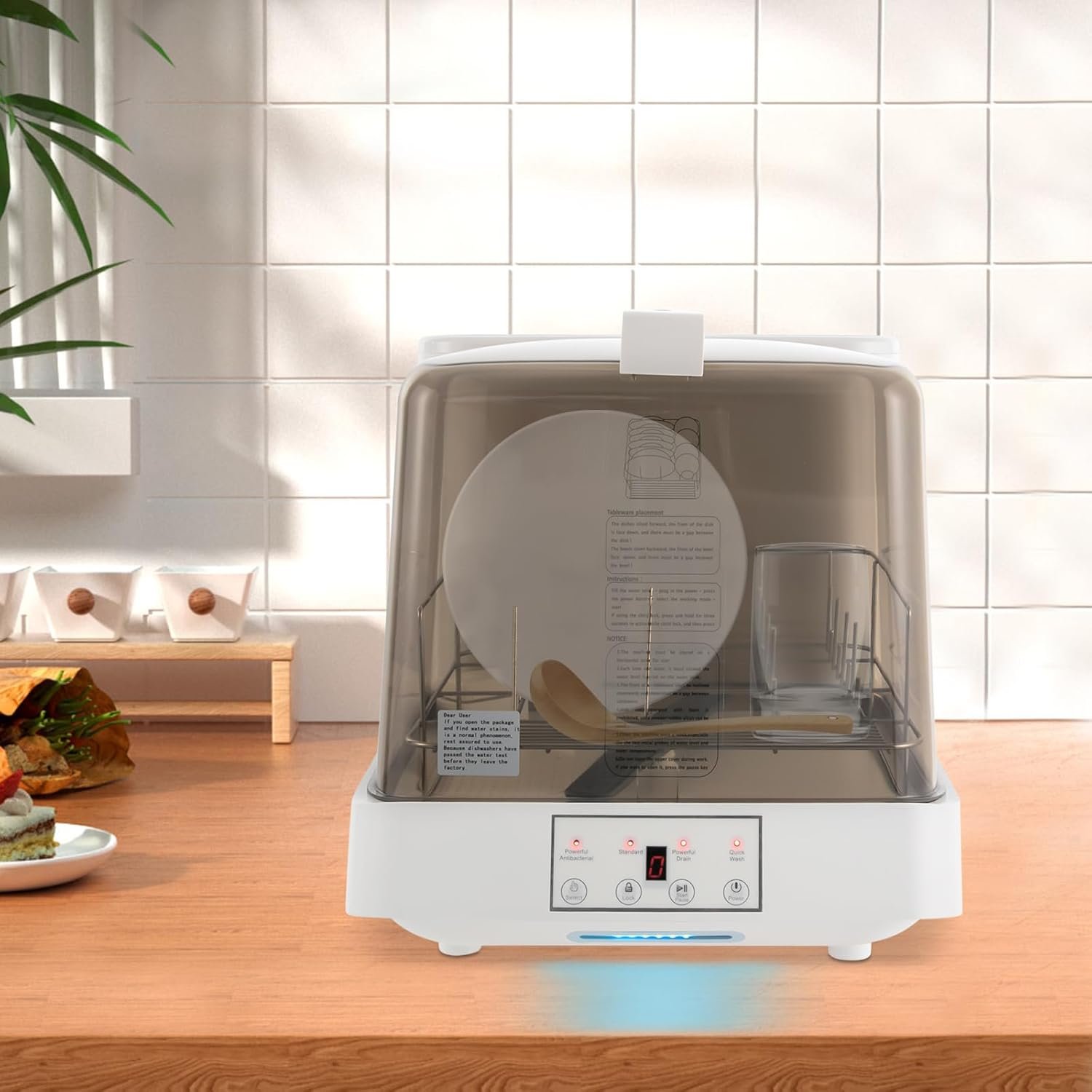 Transparent Countertop Dishwasher Mini Automatic Portable Dishwashing Multiple Washing Programs Dish Washer Machine with 1.59gal Water Tank 360° Rotating Spray for Apartments Dorms RVs - Image 3