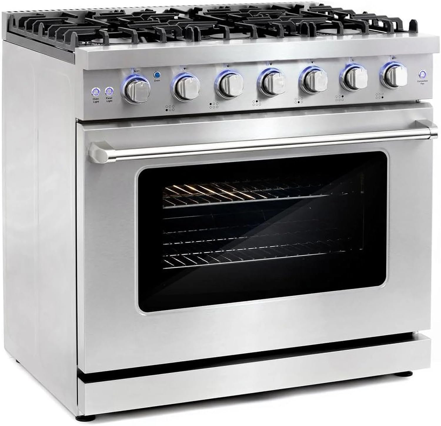 36-inch Pro-Style Natural Gas Range or Liquid Propane Gas Range with 6 high-powered Burners, 6.0 cu. ft. Convection Oven in Stainless Steel - Image 4