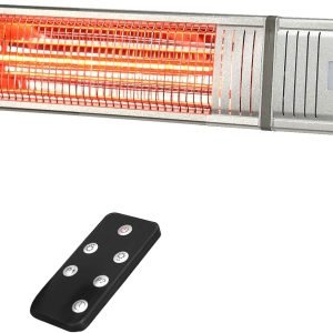Tangkula 1500W Wall Mount Patio Heater, Indoor/Outdoor Infrared Heater w/Remote Control, 24h Timer, 9 Adjustable Temperature & Auto Shut-off, Infrared Outdoor Heater for Backyard, Garage, Office