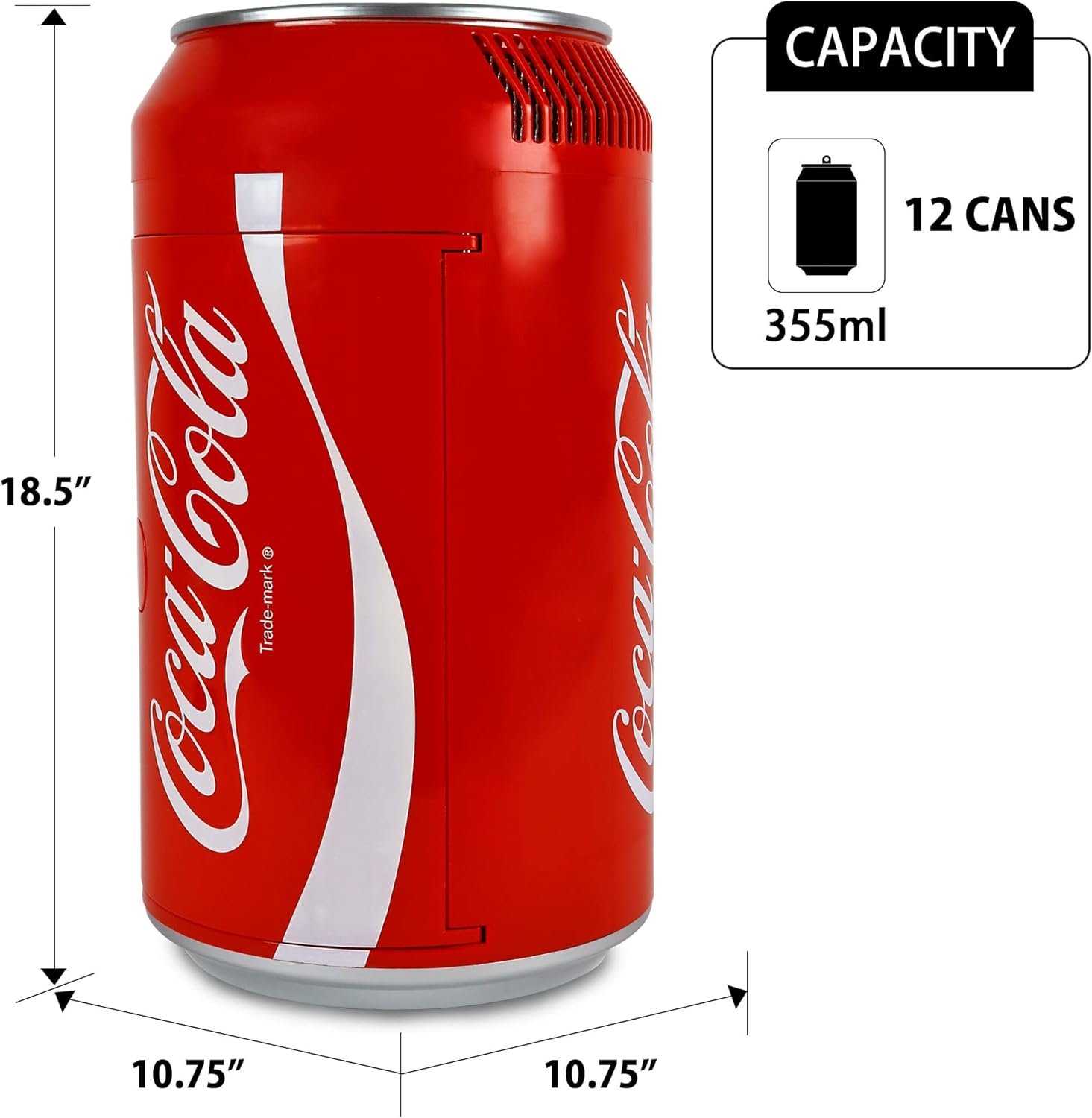 Coca Cola Mini Fridge - Refrigerator for Bedroom Skincare Office, Portable Table Top Beverage Cooler, 12V 110V Refrigerador For Drink, Soda, Wine, Breast Milk, Use In Car, Dorm, Outdoor, Patio 12 Can - Image 2