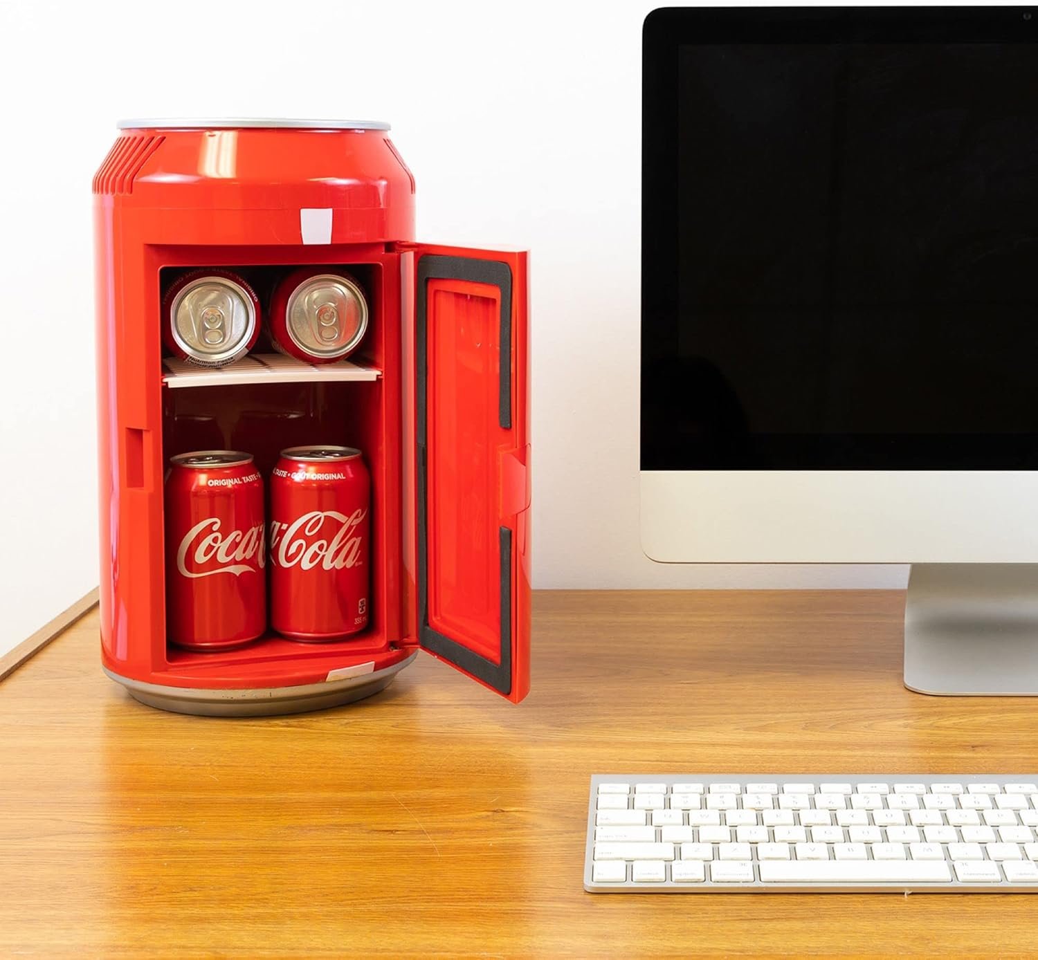 Coca Cola Mini Fridge - Refrigerator for Bedroom Skincare Office, Portable Table Top Beverage Cooler, 12V 110V Refrigerador For Drinks, Soda, Wines, Breast Milk, Use In Car, Dorm, Outdoor, Patio,8 Can - Image 3