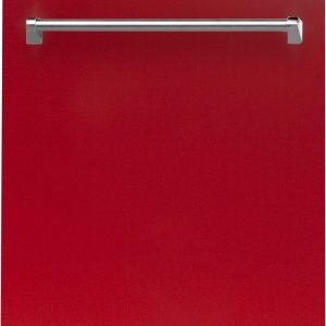 ZLINE 24 in. Top Control Dishwasher in Red Gloss 120-Volt with Stainless Steel Tub and Traditional Style Handle