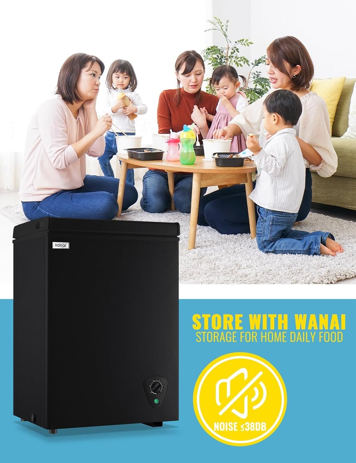Chest Freezer 3.5 CU.FT WANAI Deep Freezers Compact Mini Size Machine 7 Temperature Control Low noise with Removable Basket for Dorm Apartment Home Kitchen - Image 8