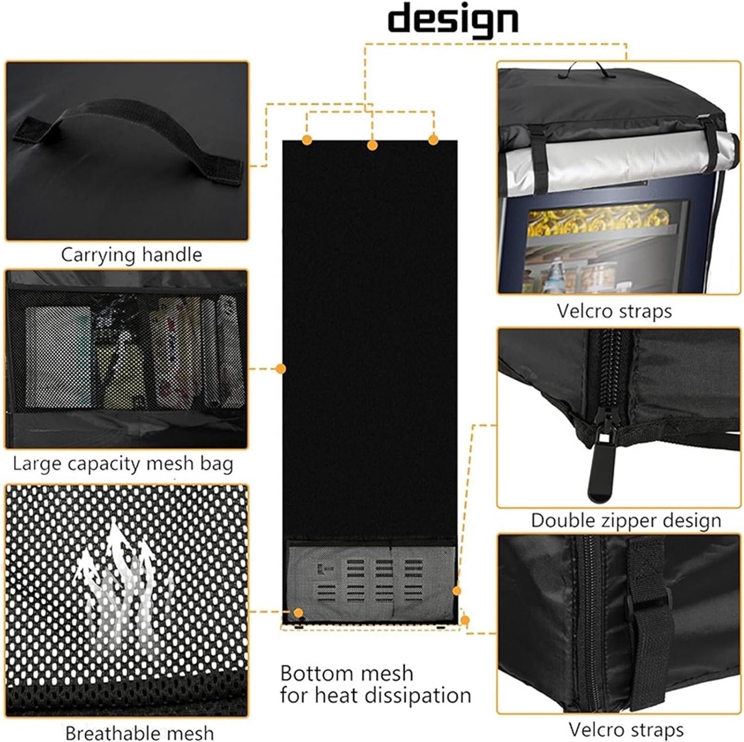Refrigerator Dust Cover Vertical Refrigerator Protective Cover Refrigerator Waterproof Cover Side Size: 58.5x58.5x142cm - Image 2