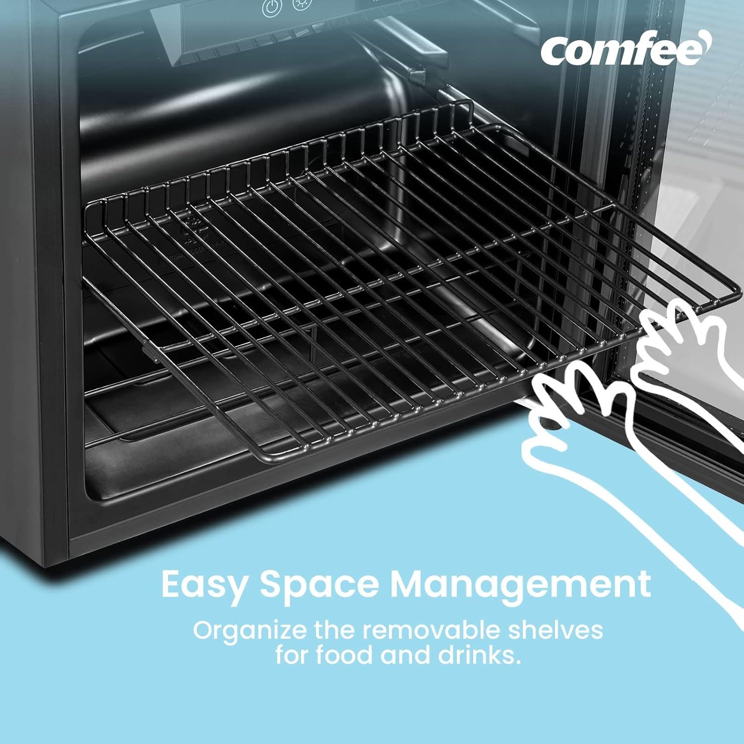 COMFEE' CRV48S3AST Beverage Cooler, 48 Cans Beverage Refrigerator, Digital Temperature Control, Glass Door With Stainless Steel Frame, Reversible Hinge Door And Legs For Home, Apartment,Dorm, Office - Image 4