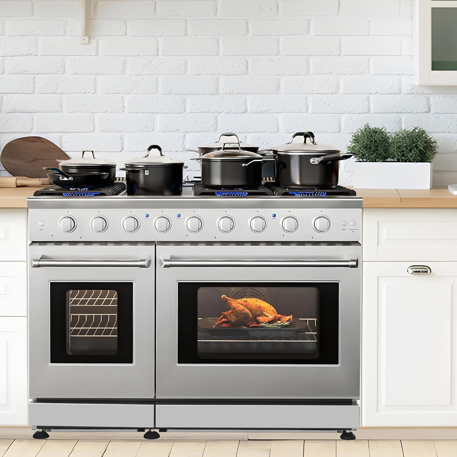 48-inch Pro-Style Natural Gas Range or Liquid Propane Gas Range with 6 high-powered Burners, Griddle Cooktop, and 6.8 cu. ft. Double Oven, in Stainless Steel - Image 5