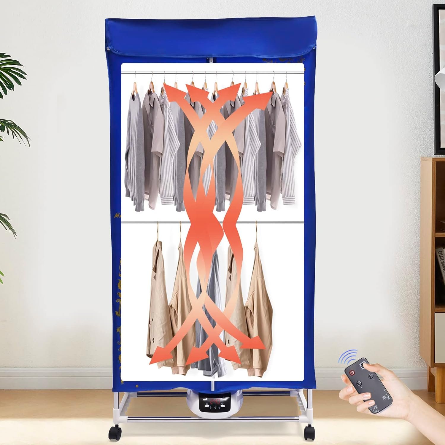 Clothes Dryer Portable Travel Dryer Machine,1200-1500W Folding Dryer Machine,Portable Dryer for Apartments,PTC 5-layer Heating Electric Clothes Drying (Printed) - Image 3