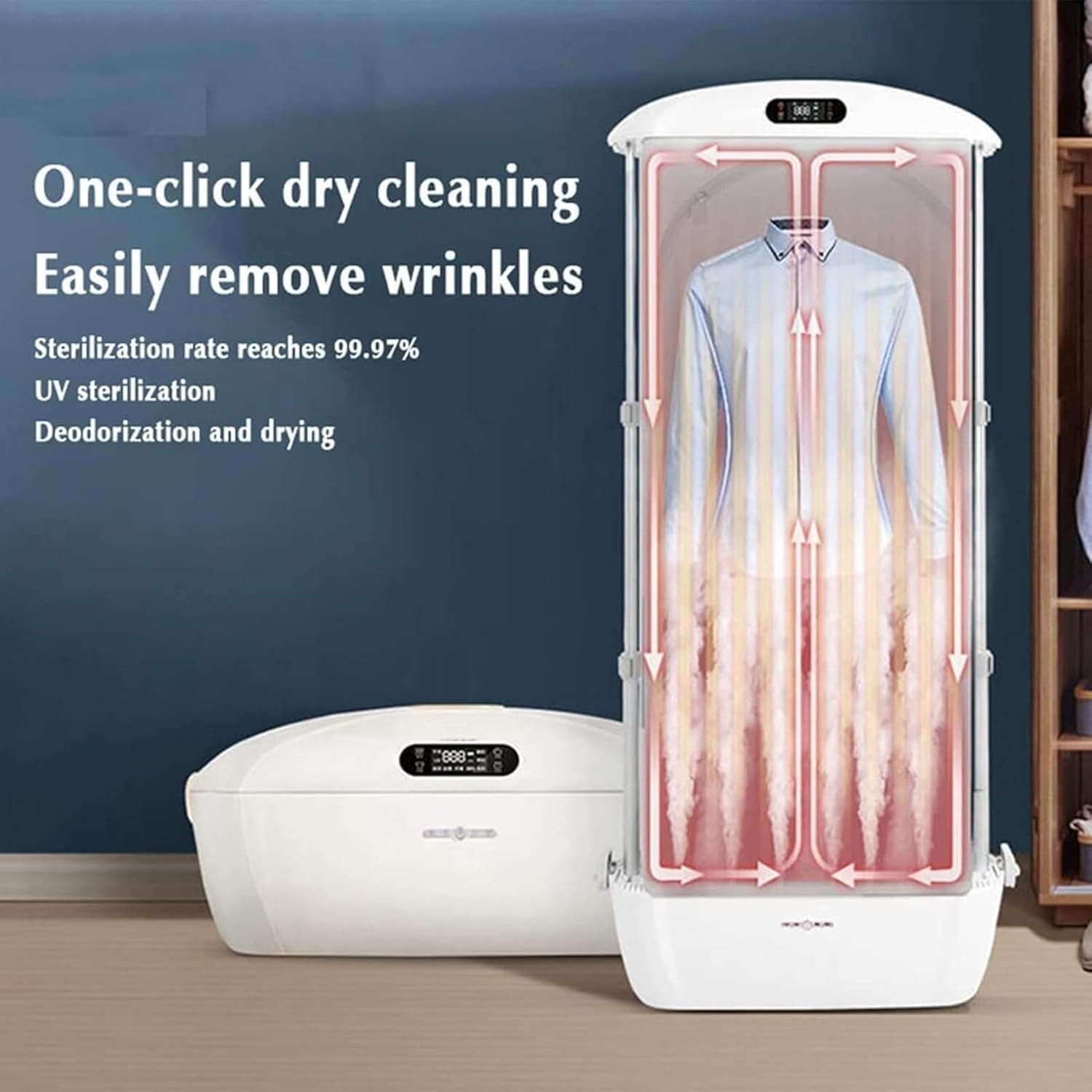 Electric Clothes Dryer, Automatic Ironing Machine, Portable Steam Drying Smart Machine, Ironing Clothes Folding Wrinkle Removal Machine with Remote Control, Foldable - Image 3