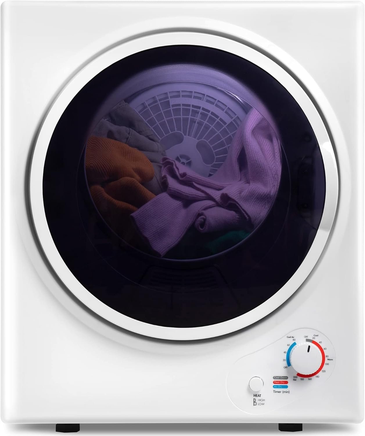 LZ LEISURE ZONE Portable Clothes Dryer, Electric Compact Dryer with Easy Knob Control, Front Load Freestanding Laundry Dryer Machine for Apartments/Dorm/RVs/Home, Wall Mount Kit Included, White - Image 8