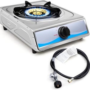 Propane Gas Cooktop，Single Burner Gas Stove Stainless Steel Portable Gas Stove，Auto Ignition Camping Single Burner LPGfor RV, Apartments, Outdoor