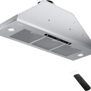 HisoHu Insert Range Hood 36 Inch, 900 CFM with Ducted Convertible Ductless (Kit Included), 4 Speed Gesture Sensing&Touch Control Panel, Stainless Steel Kitchen Vent (36 Inch)