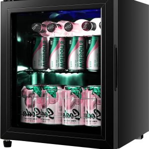 Beverage Refrigerator Mini Small Fridge 75 Cans Drink/Wine/Beer Cooler with Glass Door Office/Bar/Bedroom Compact Refrigerator