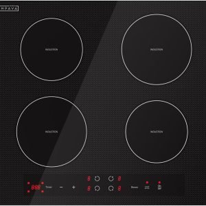 Empava 24 Inch Electric Stove Induction Cooktop with 4 Power Boost Burners Smooth Surface Vitro Ceramic Glass in Black 240V