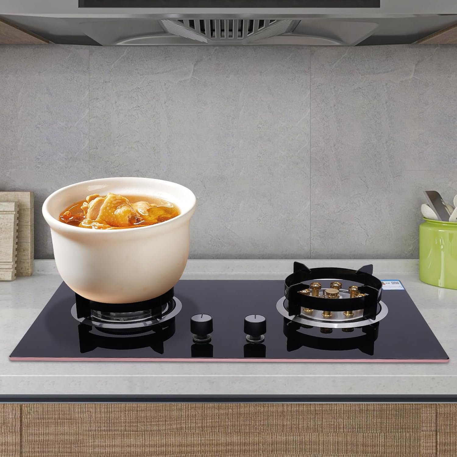Gas Cooktop, Portable Glass & Copper Gas Stoves, 2 Burners Built-in Gas Stove Kitchen High Efficiency Powerful Cooking Burners for Home Apartment Black, Easy to Clean - Image 3