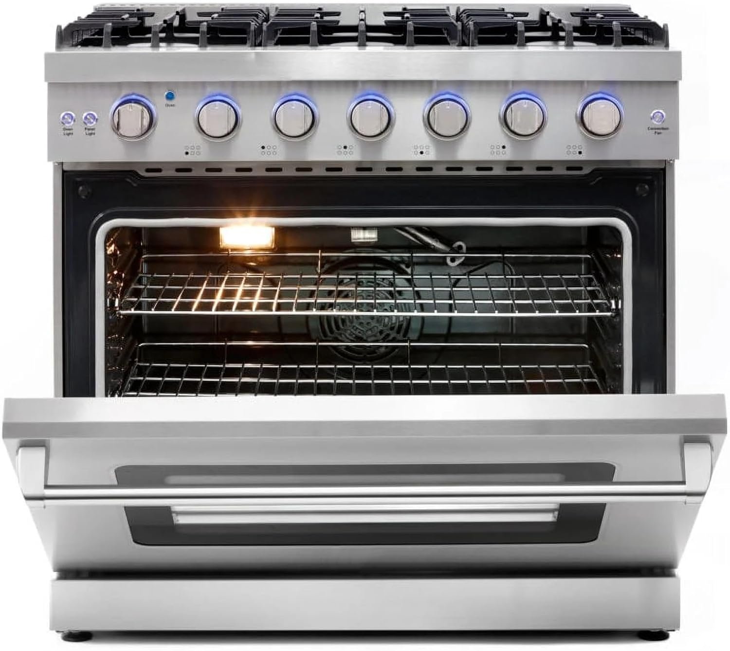 36-inch Pro-Style Natural Gas Range or Liquid Propane Gas Range with 6 high-powered Burners, 6.0 cu. ft. Convection Oven in Stainless Steel - Image 2