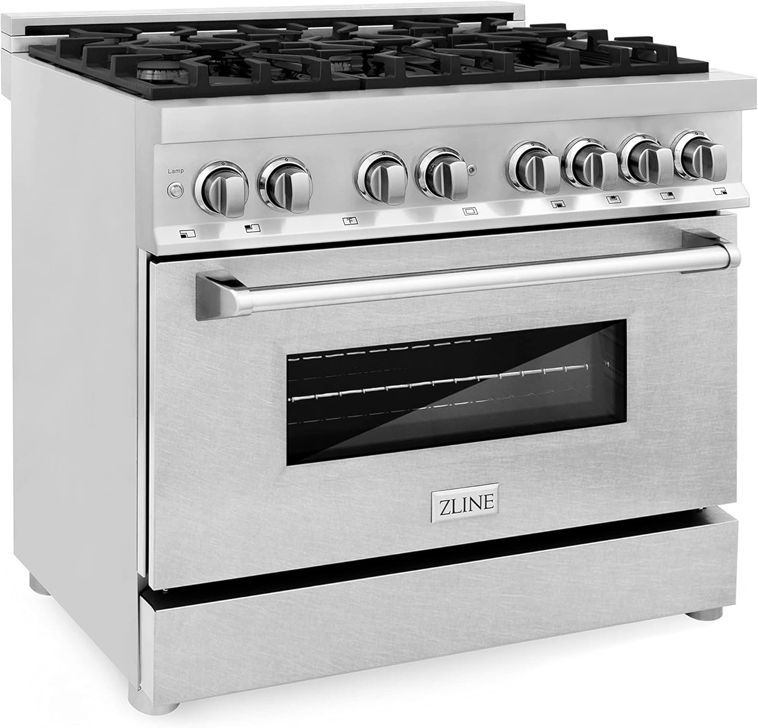 ZLINE 36 in. 4.6 cu. ft. Legacy Dual Fuel Range with 6 Burner Gas Cooktop and Electric Convection Oven in Stainless Steel with DuraSnow Door (RA-SN-36)