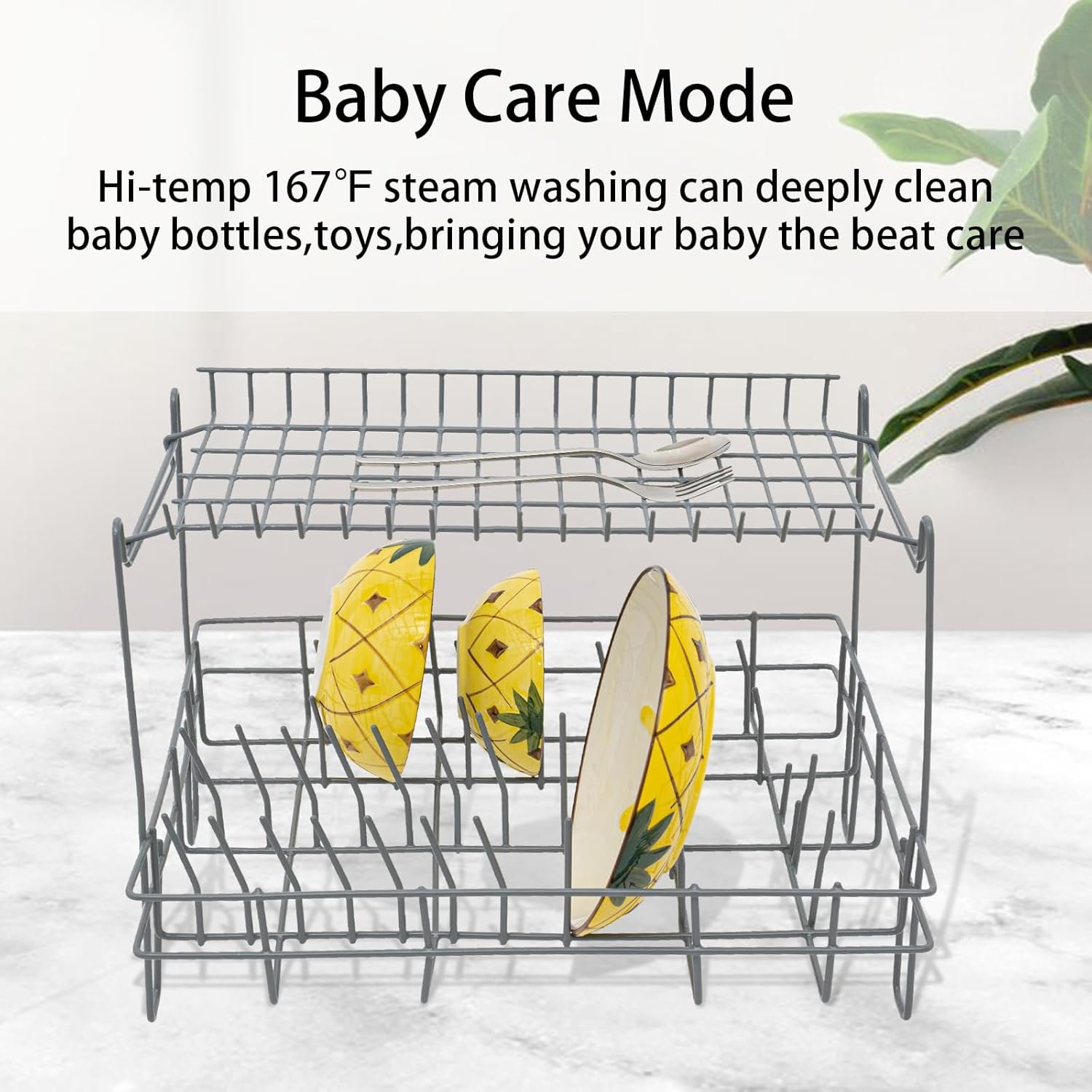 Countertop Automatic Dishwasher Air-dry Portable Dishwasher with 5 Washing Programs 360° Dual Spray Stainless Steel Dishwasher Machine for Kitchen RV, 900w - Image 5