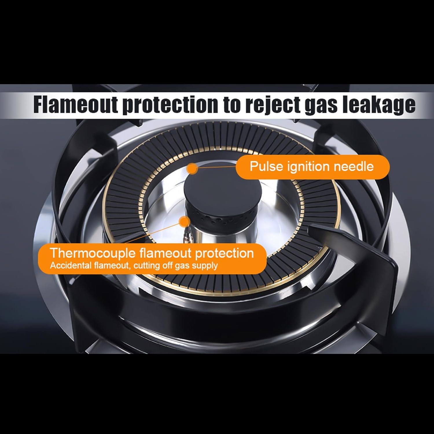 Gas Cooktop, Tempered Glass Panel Built-in 5 Burners, Portable LPG Gas Stove Countertop, Dual Fuel Cooktops Gas Cooker for RV Camper Caravan Outdoor Apartments, 30.3Inch Black - Image 4