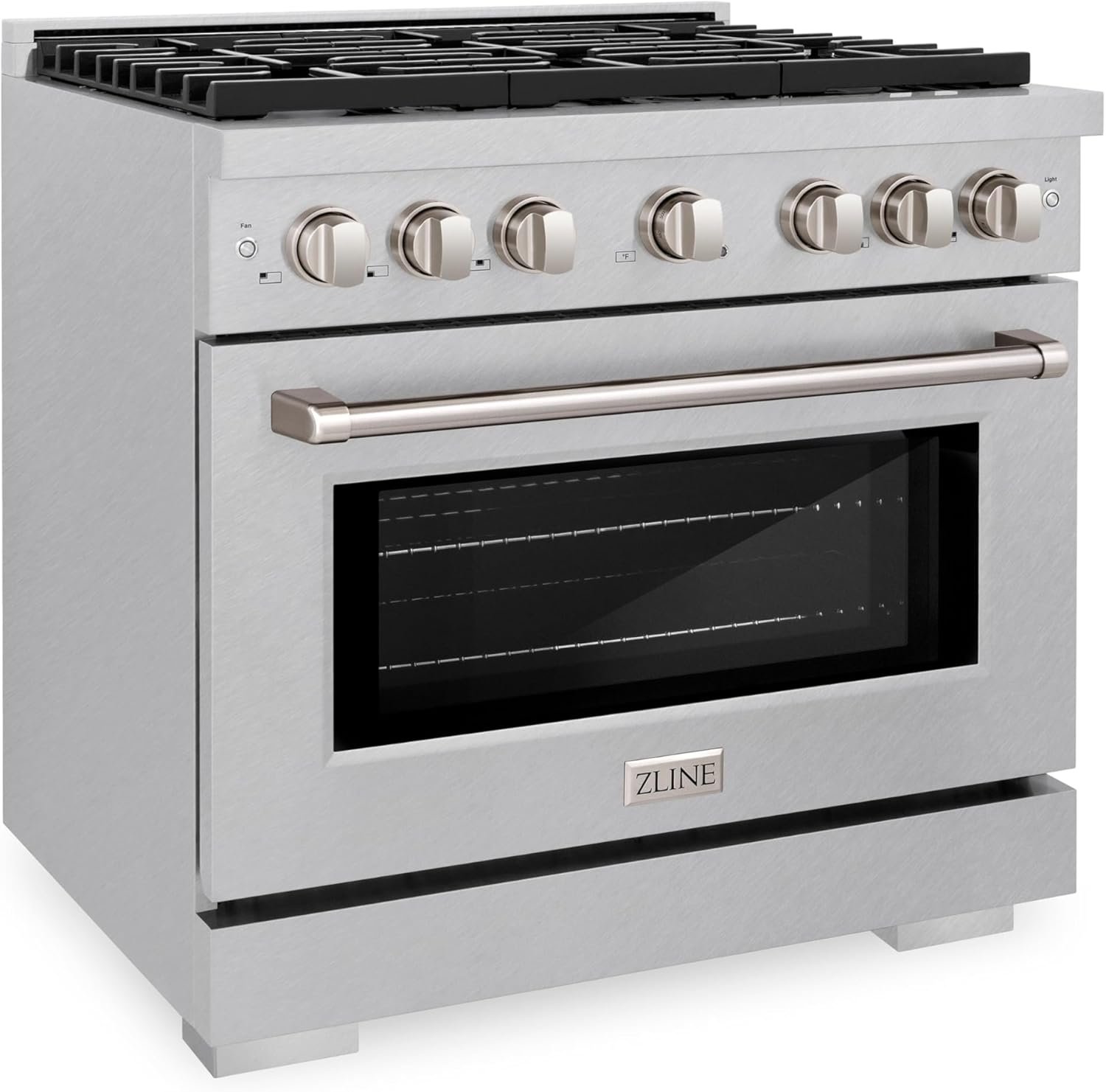 ZLINE 36 in. 5.2 cu. ft. Paramount Gas Range with Convection Gas Oven in DuraSnow Stainless Steel with 6 Brass Burners (SGRS-BR-36) - Image 3