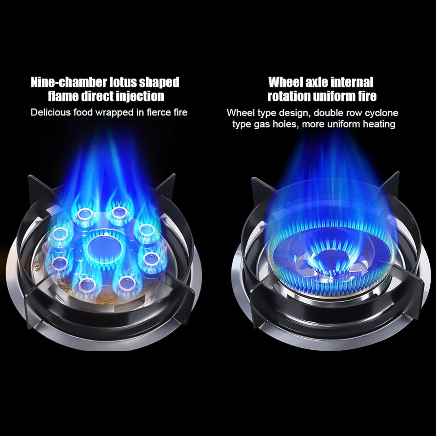 Gas Cooktop, Tempered Glass Panel Built-in 5 Burners, Portable LPG Gas Stove Countertop, Dual Fuel Cooktops Gas Cooker for RV Camper Caravan Outdoor Apartments, 30.3Inch Black - Image 3