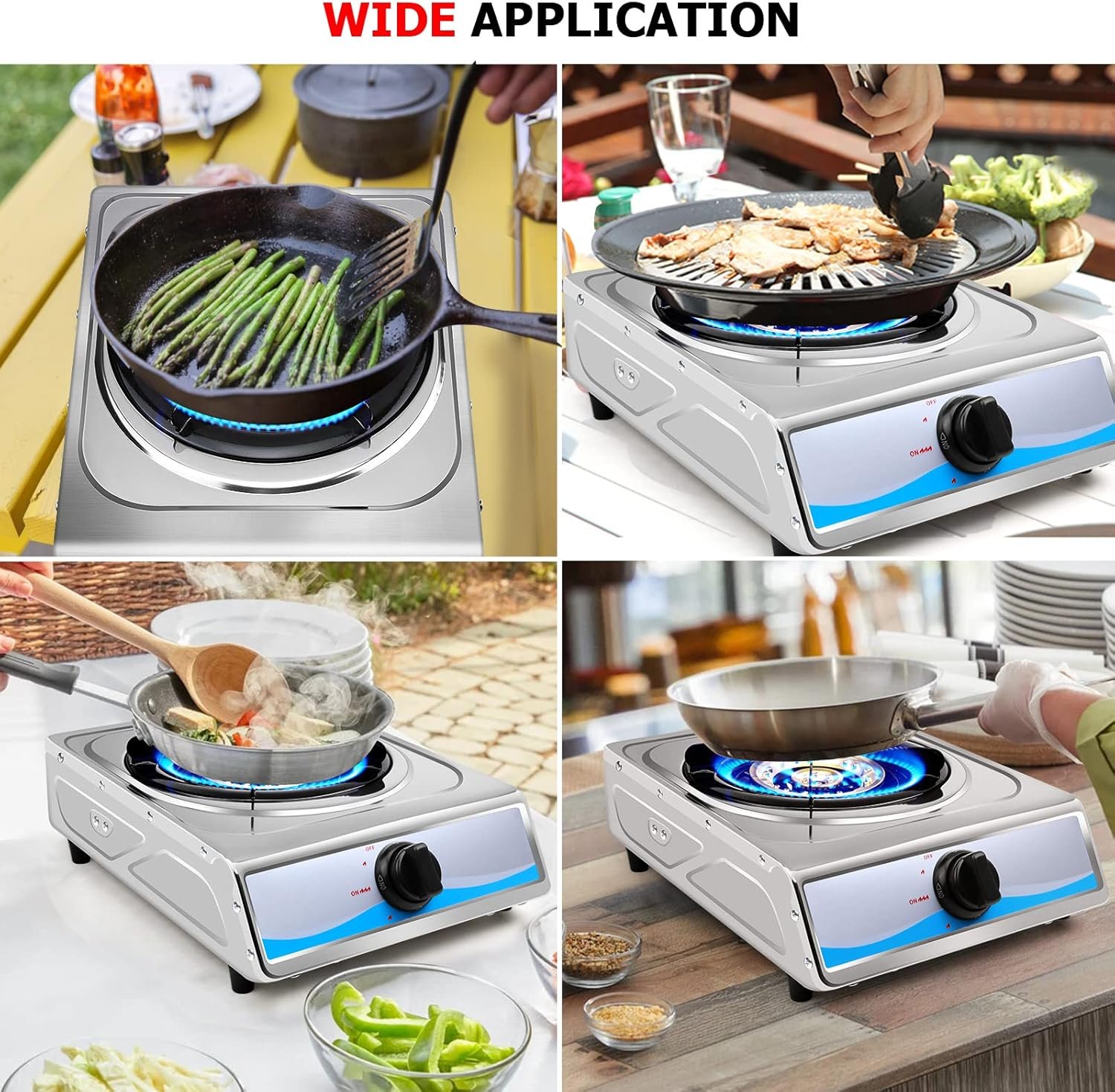 Propane Gas Cooktop,Single Burner Gas Stove Stainless Steel Portable Gas Stove,Auto Ignition Camping Single Burner LPGfor RV, Apartments, Outdoor - Image 8