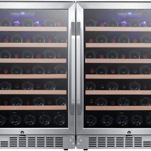 EdgeStar CWR532SZDUAL 47 Inch Wide 106 Bottle Built-In Side-by-Side Wine Cooler with LED Lighting