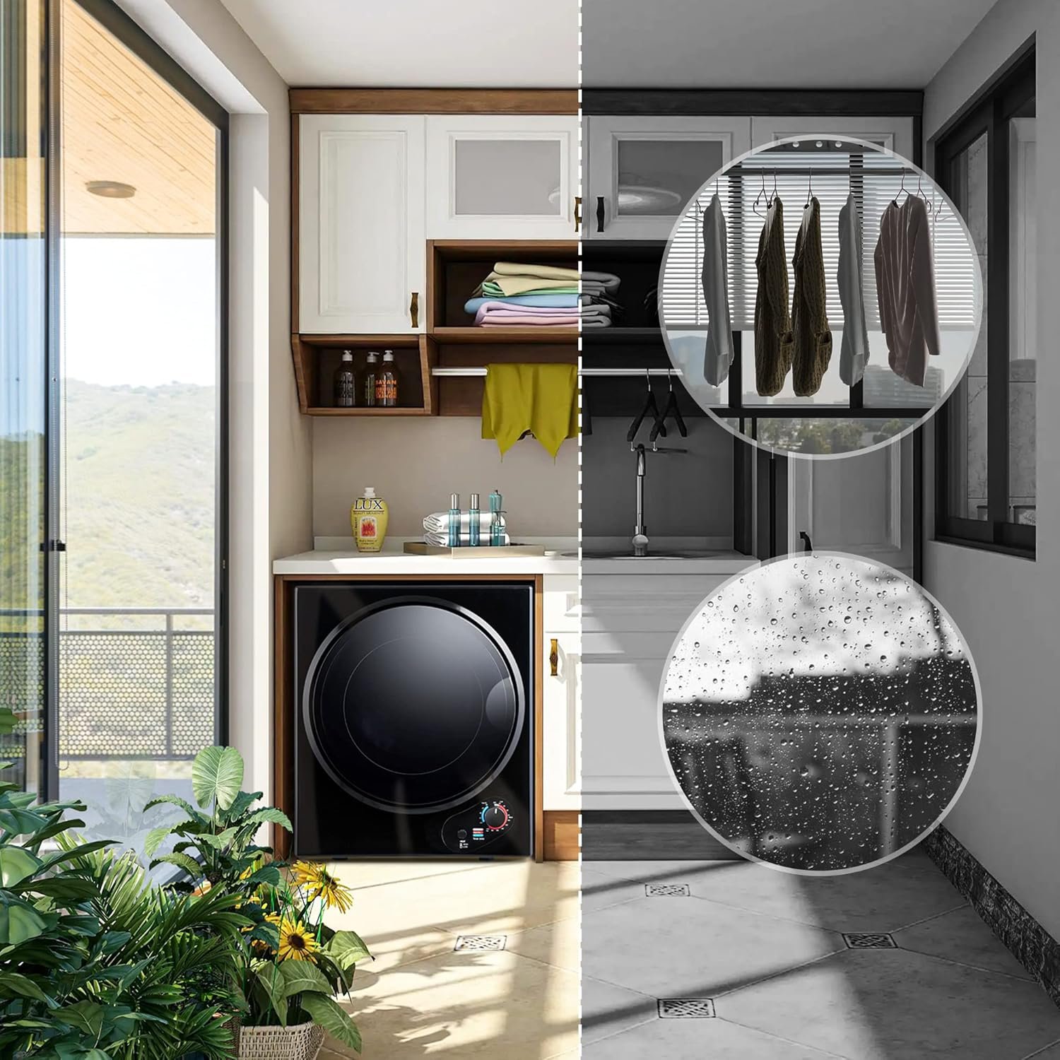 Electric Portable Clothes Dryer, Front Load Laundry Dryer for Apartments, Dormitory and RVs with Easy Knob Control, Wall Mount Kit Included - Image 3