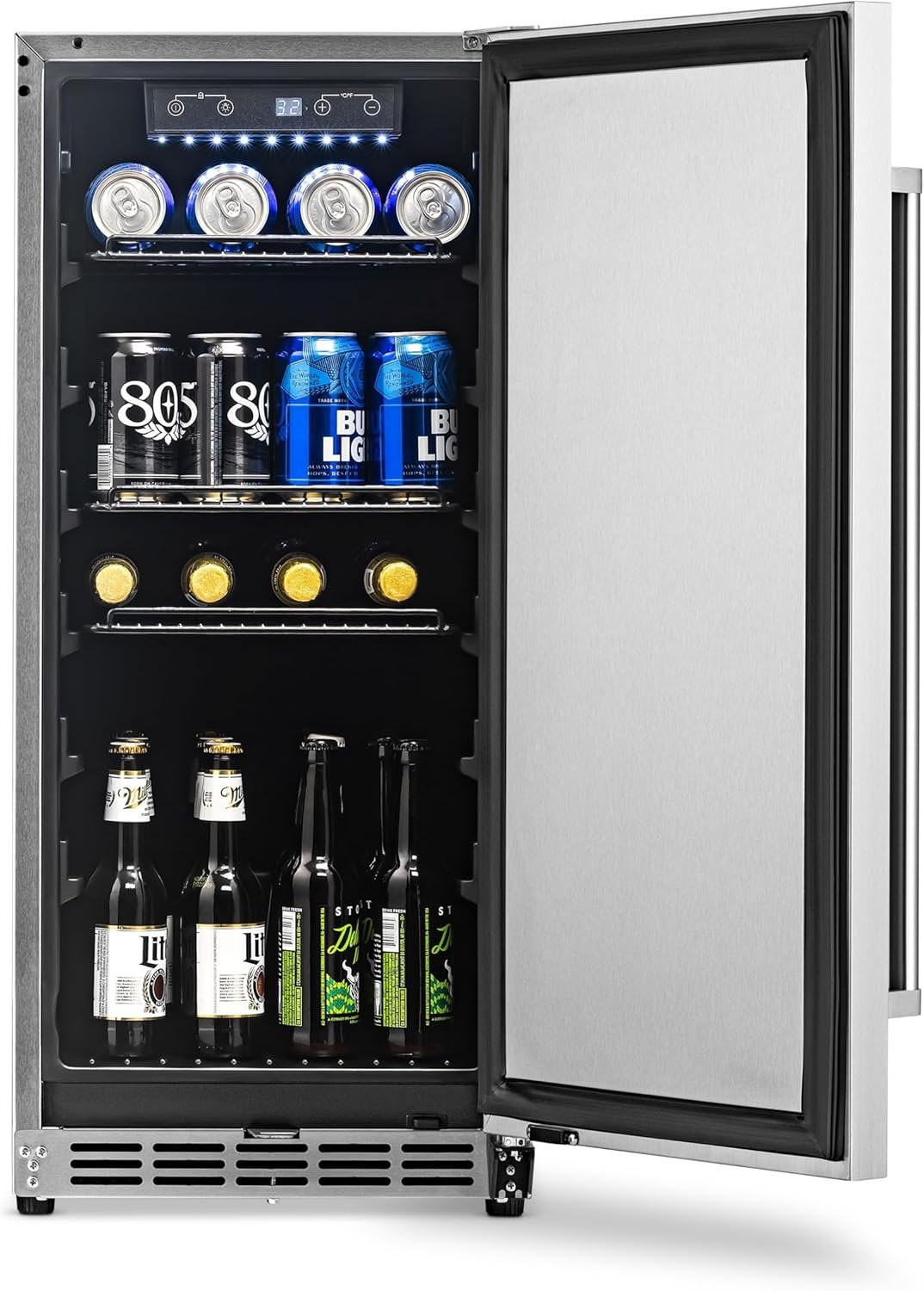 NewAir 15" Commercial Beverage Refrigerator | Weatherproof Stainless Steel Fridge | Built-In or Freestanding Outdoor Patio Fridge For Beer, Wine, Food NCR032SS00 - Image 15