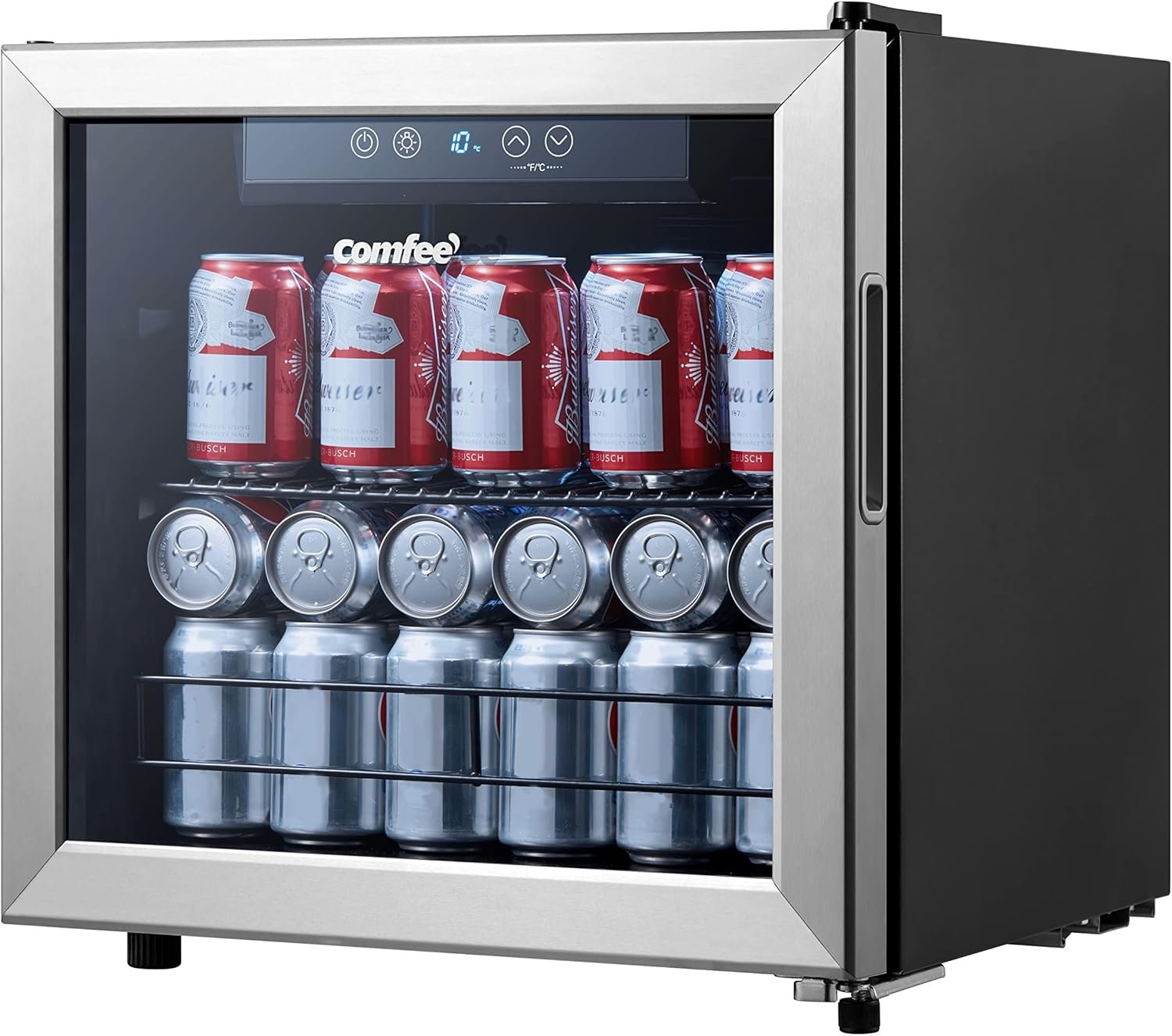 COMFEE' CRV48S3AST Beverage Cooler, 48 Cans Beverage Refrigerator, Digital Temperature Control, Glass Door With Stainless Steel Frame, Reversible Hinge Door And Legs For Home, Apartment,Dorm, Office - Image 8