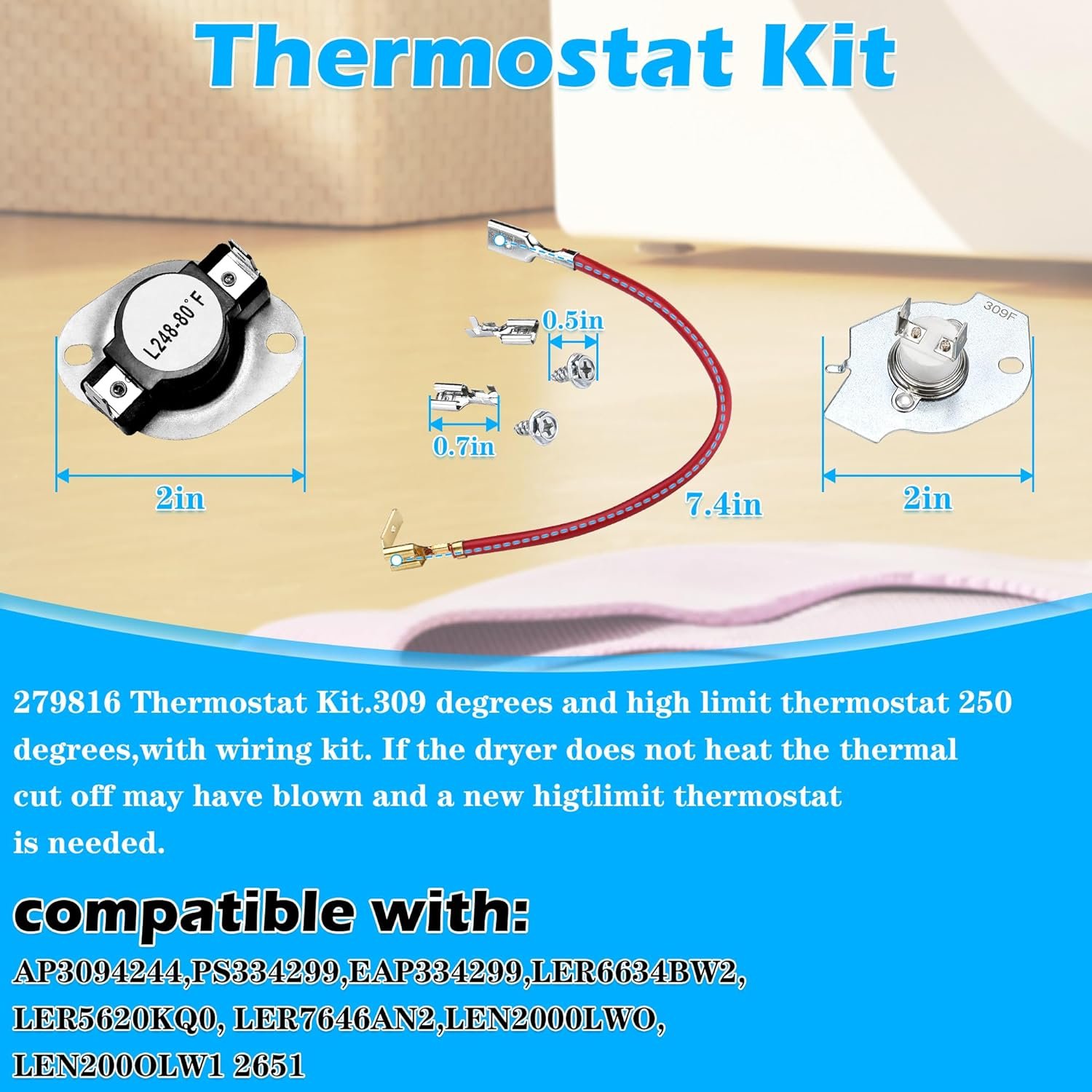 W11045584 3387747 8527865 Heating Element-Compatible with Kenmore Elite HE3 HE2 Maytag and Whirlpool Duet Cabrio Dryers,Replce AP6008281 WP3387747 | 5400w 240v - Image 4