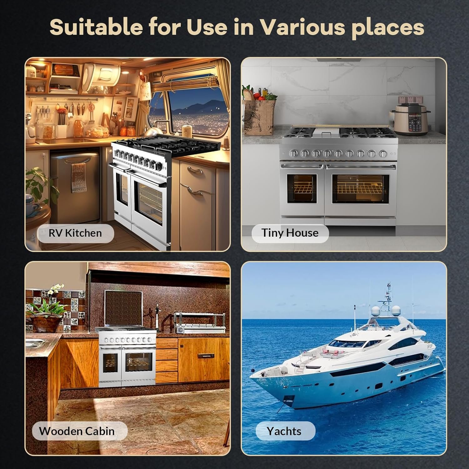 48 Inch Gas Range, Full Gas Freestanding Range with 6 Sealed Burners Cooktop & Cast Iron Grates & 7 Cu.Ft. Double Convection Oven, Stainless Steel Gas Range Stove for RV, Silver - Image 6