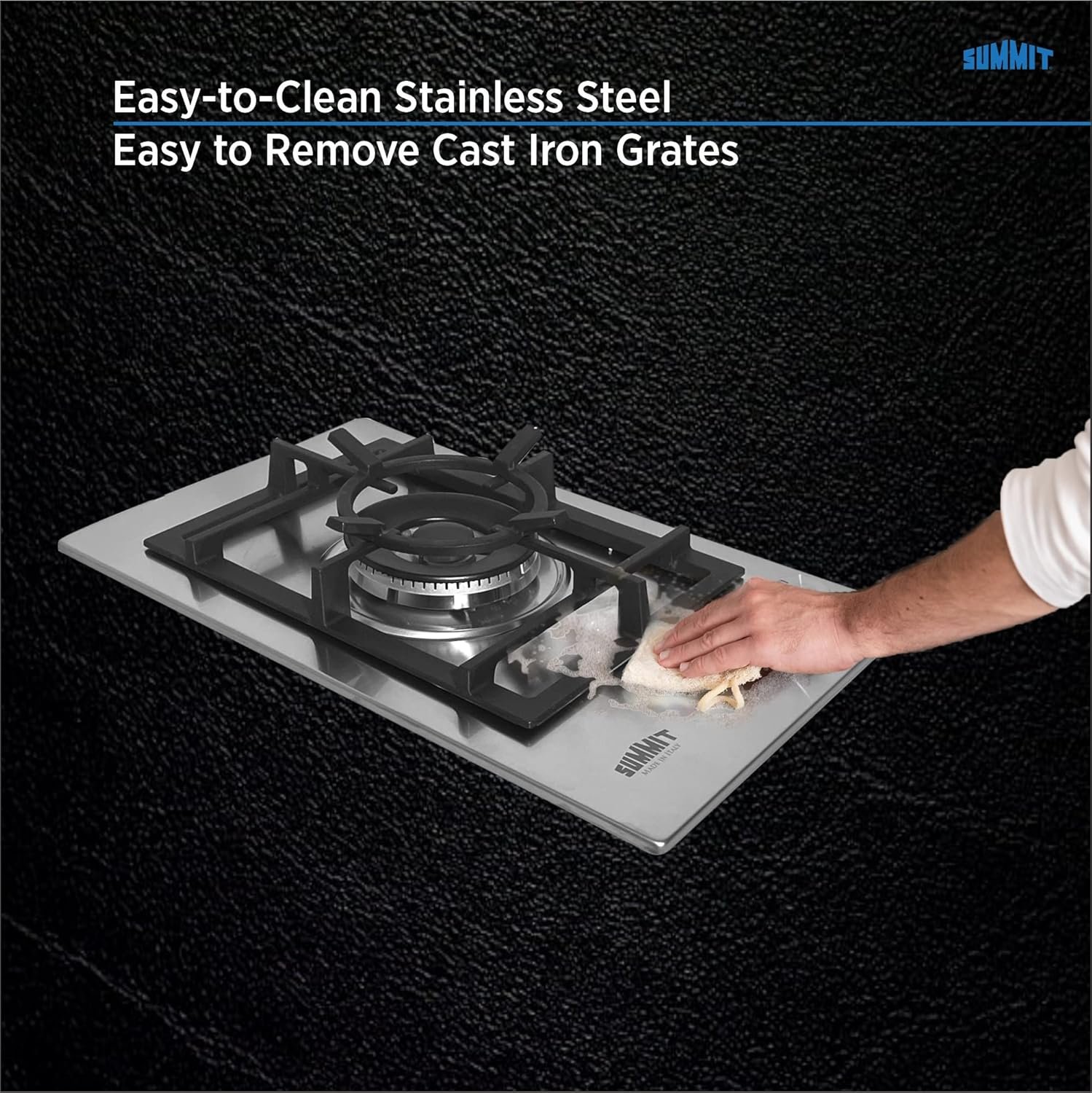 Summit GCJ1SS, 12-Inch-Wide Single Burner Gas Cooktop, Stainless Steel with Sealed Burners, Cast Iron Grates, Wok Ring, NG/LPG Conversion Kit, Flame Failure Protection, Easy to Clean, Cord Included - Image 7