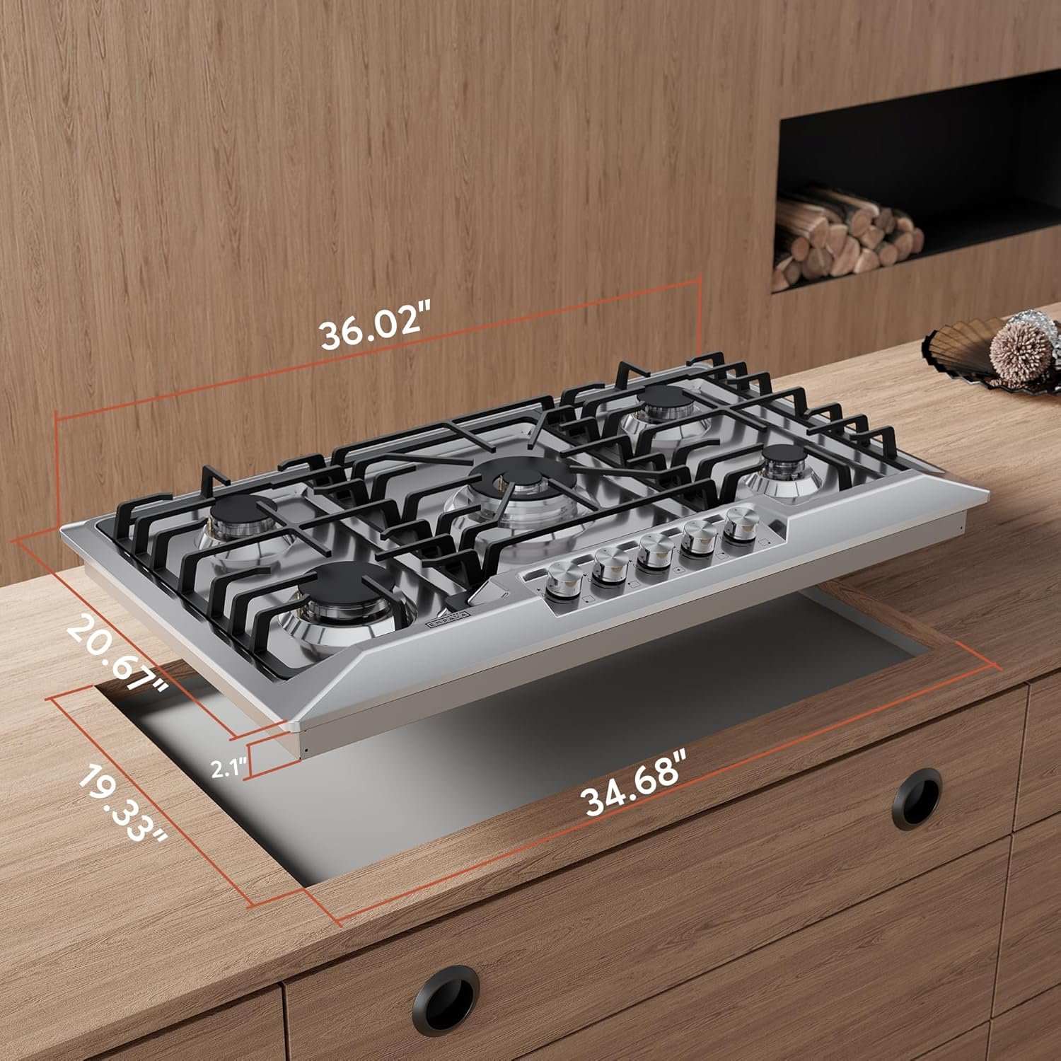 Empava 36 Inch Gas Cooktop 5 SABAF Sealed Burners Made in Italy,Propane Stove LPG/NG Convertible,Bulit-in Cook Top Stainless Steel CSA Certified,Thermocouple Protection,for Homes, Kitchens - Image 7