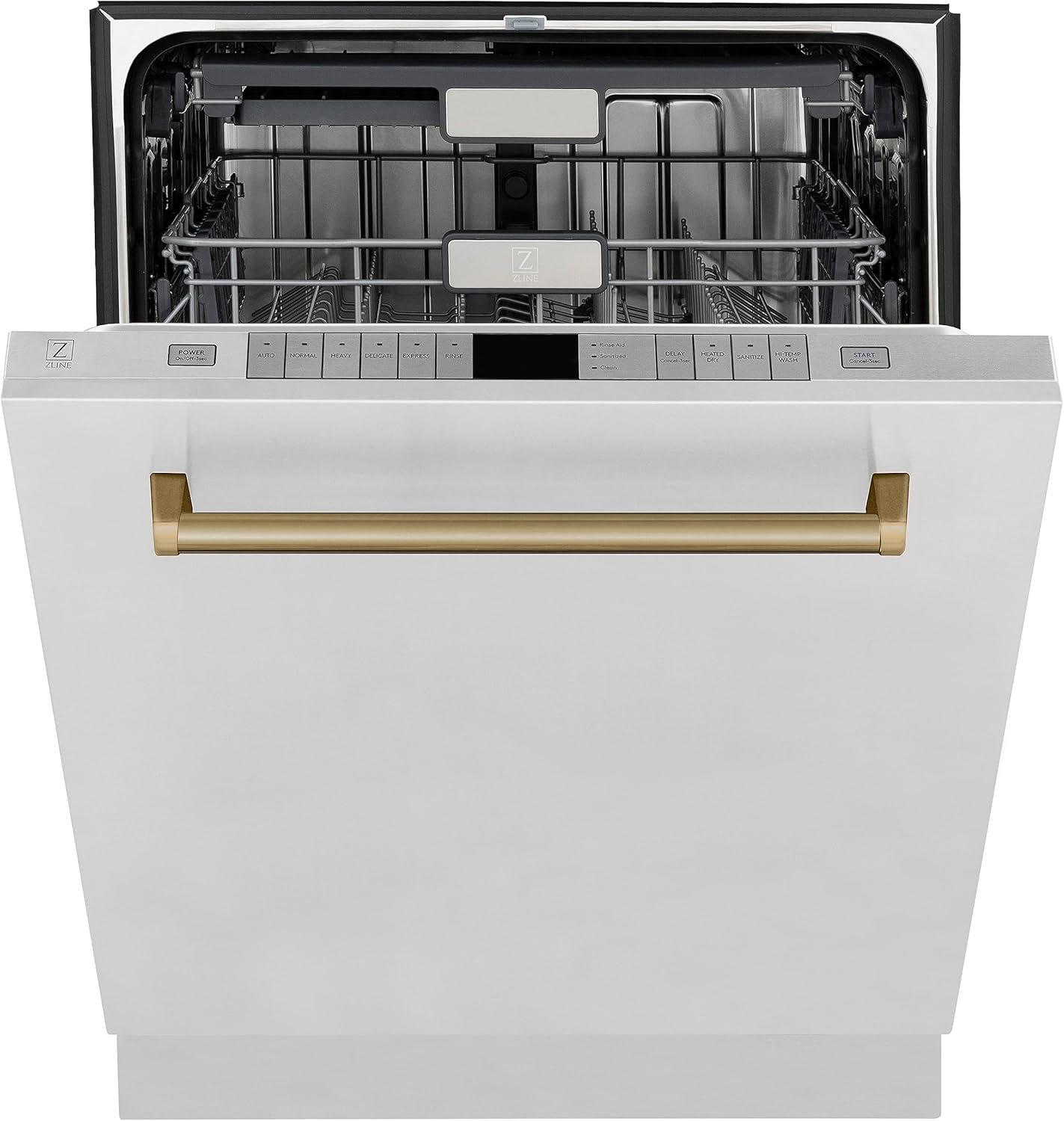 ZLINE Autograph Edition 24" 3rd Rack Top Touch Control Tall Tub Dishwasher in Stainless Steel with Champagne Bronze Handle, 51dBa (DWMTZ-304-24-CB) - Image 2