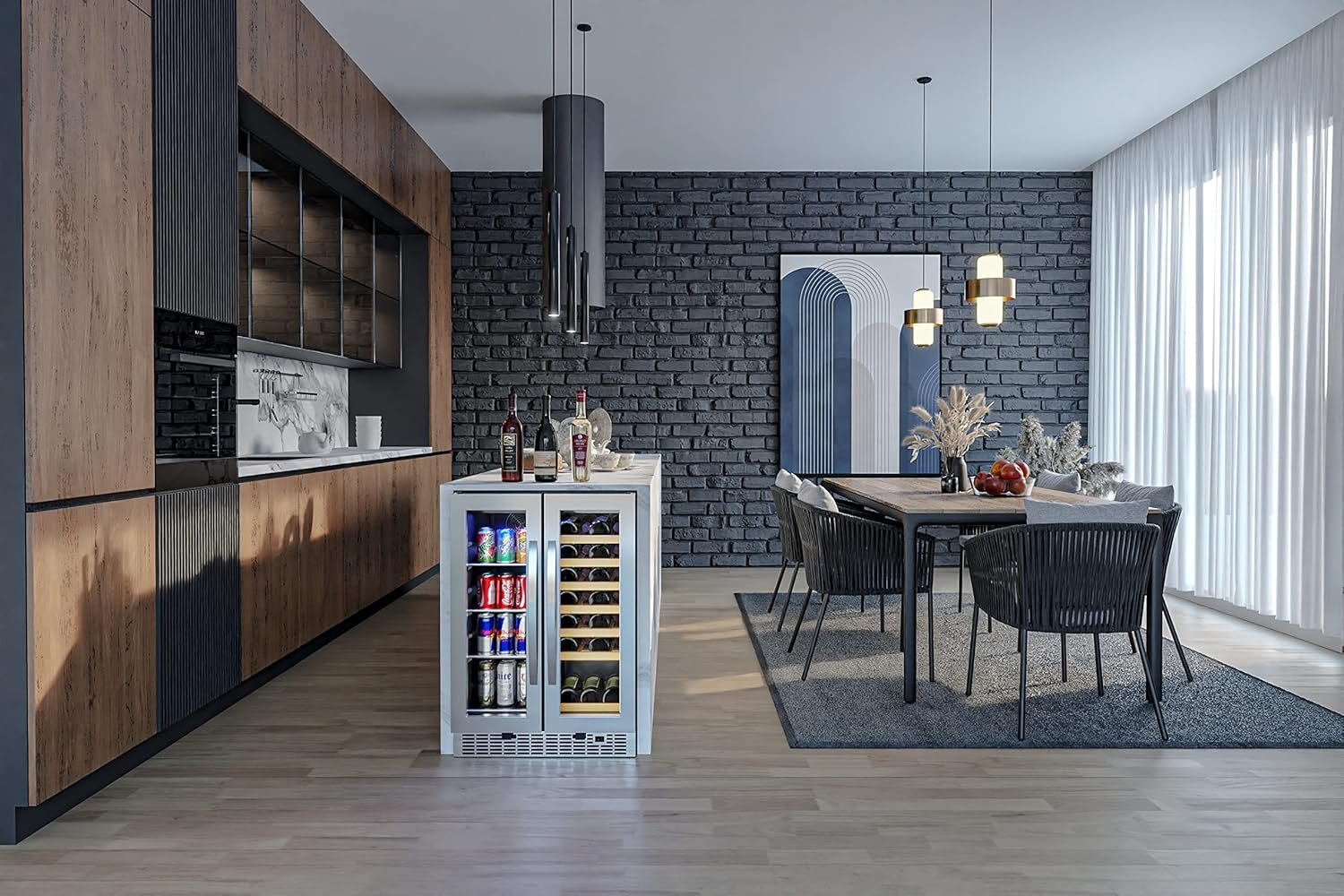 KoolMore 24 Inch Dual Zone Wine Cooler and Beverage Refrigerator with Cool Temperature Control, LED Touch Display, and Adjustable Shelves, Holds up to 21-Bottles and 60-Cans (KM-CWB1830-SS),Silver - Image 6