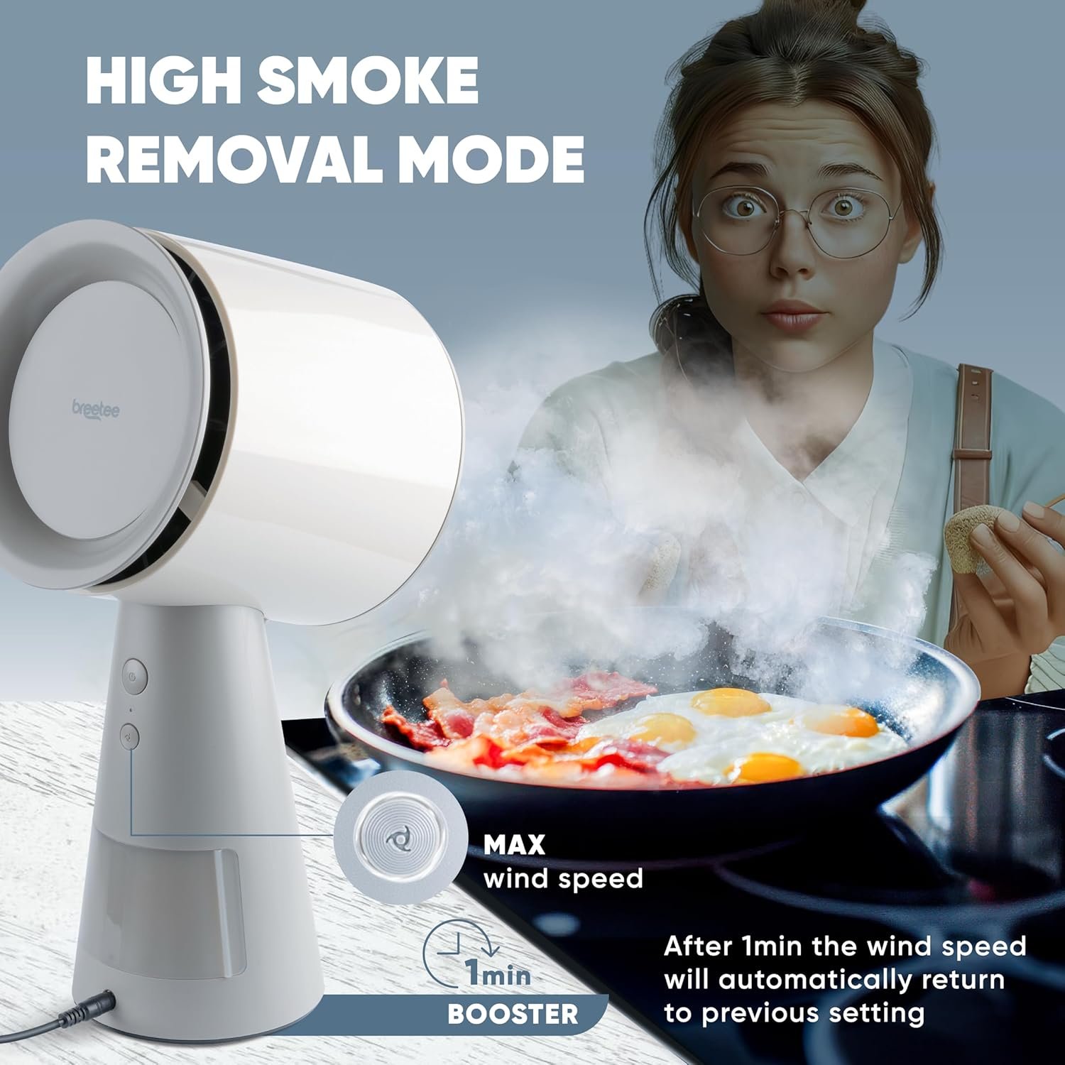 Portable Range Hood Kitchen - Powerful 3-Speed Suction Desktop Compact Range Hood with 2 Double Filter - Original Low Noise Kitchen Exhaust Fan with 2 Carbon Filters, Large Oil Collection Cup - Image 5