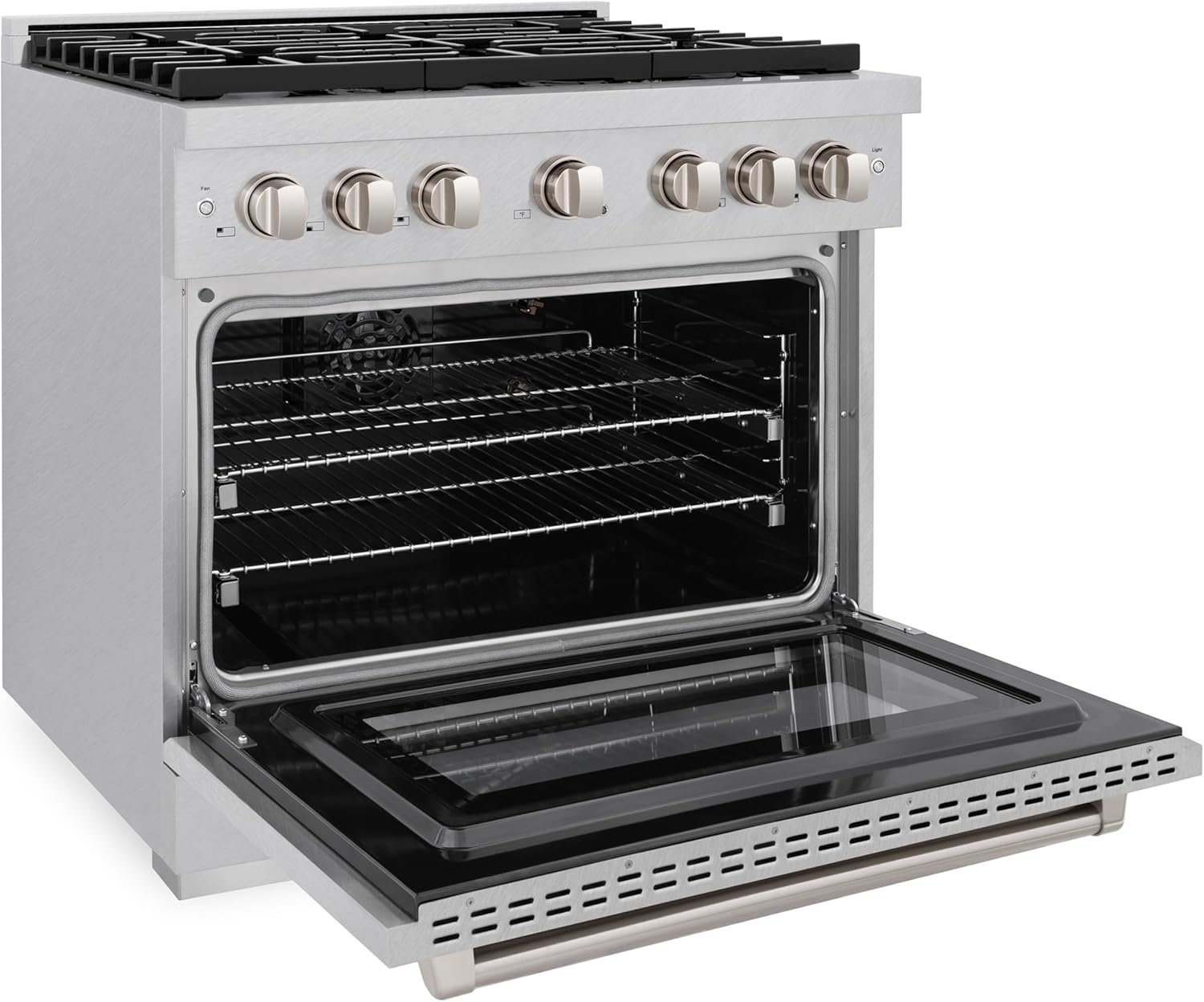 ZLINE 36 in. 5.2 cu. ft. Paramount Gas Range with Convection Gas Oven in DuraSnow Stainless Steel with 6 Brass Burners (SGRS-BR-36) - Image 4