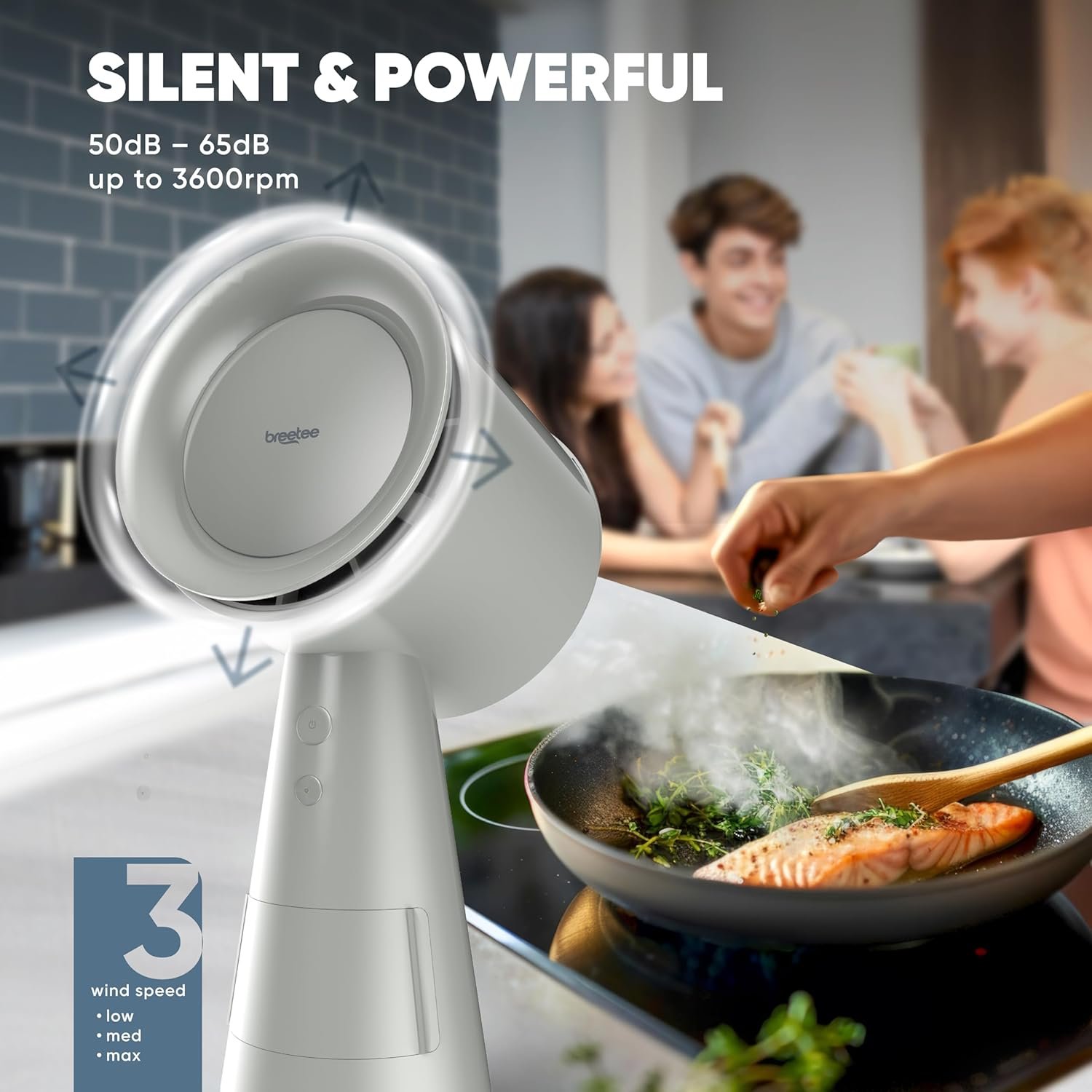 Portable Range Hood Kitchen - Powerful 3-Speed Suction Desktop Compact Range Hood with 2 Double Filter - Original Low Noise Kitchen Exhaust Fan with 2 Carbon Filters, Large Oil Collection Cup - Image 4