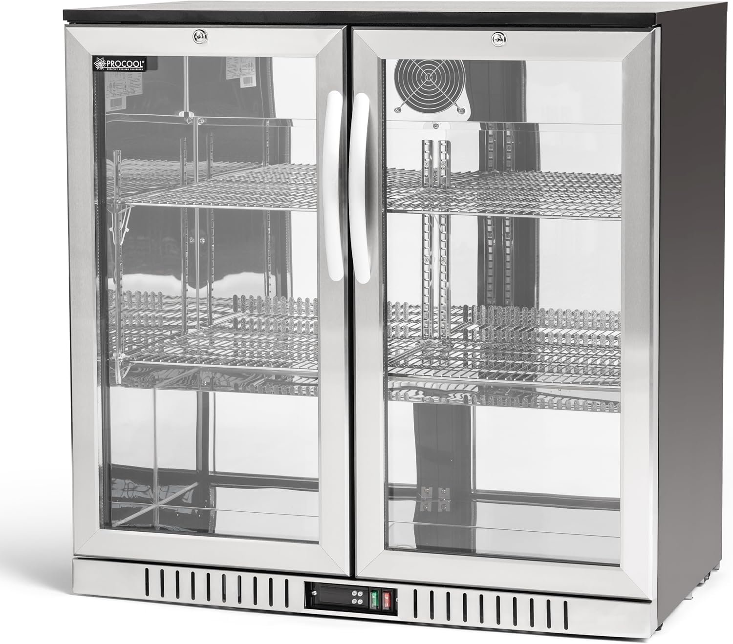 Procool Residential 2-door Glass Front Stainless Steel Back Bar Cooler; Undercounter 33" Height - Image 3