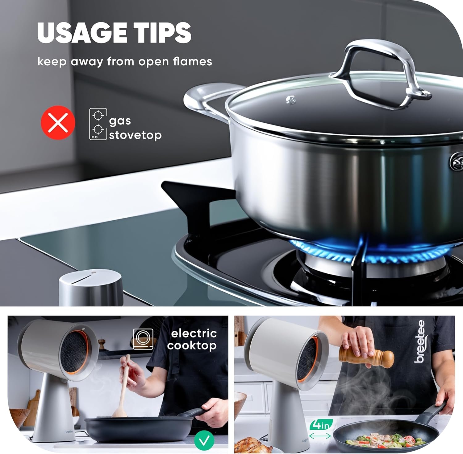 Portable Range Hood Kitchen - Powerful 3-Speed Suction Desktop Compact Range Hood with 2 Double Filter - Original Low Noise Kitchen Exhaust Fan with 2 Carbon Filters, Large Oil Collection Cup - Image 9