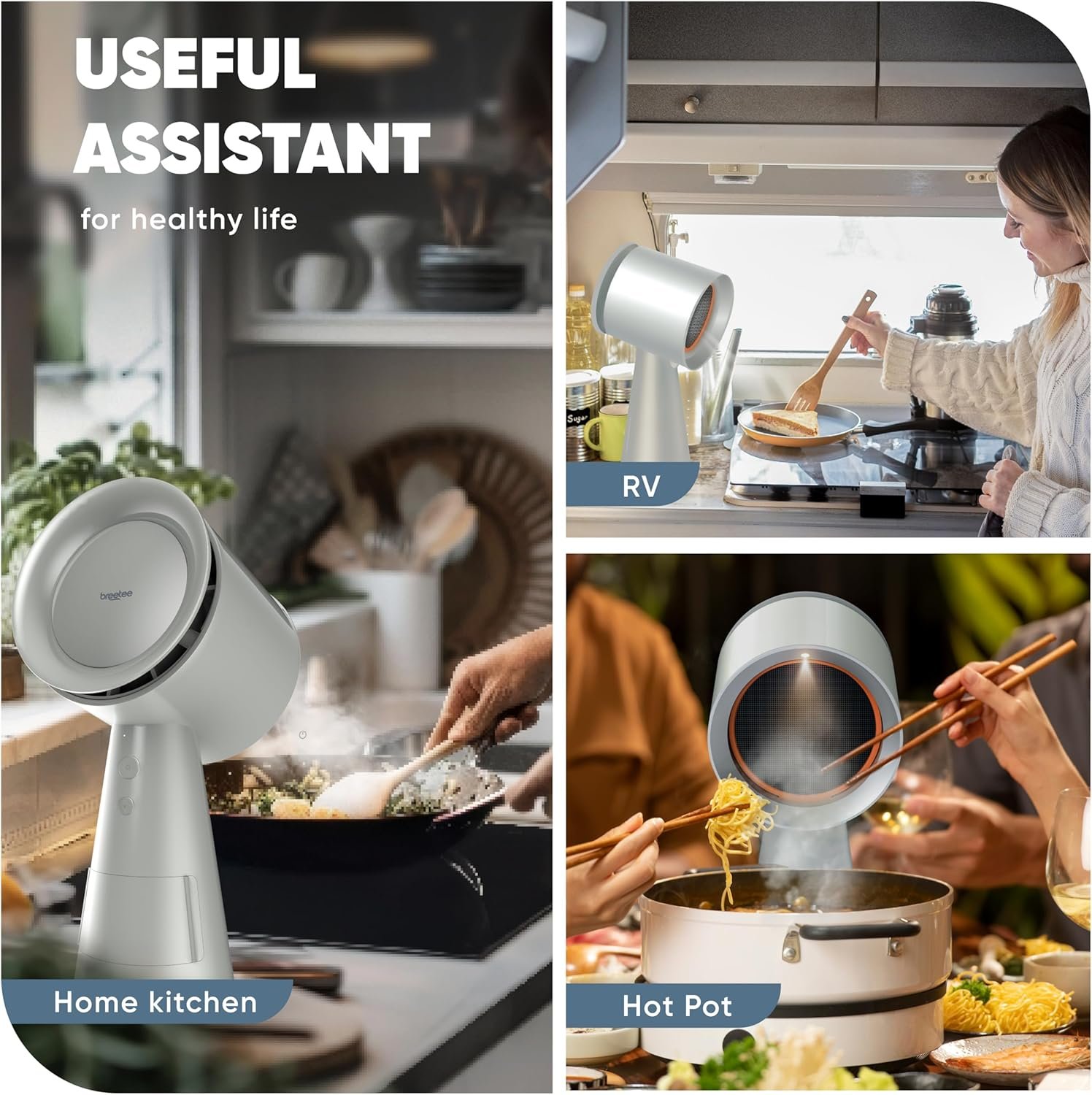 Portable Range Hood Kitchen - Powerful 3-Speed Suction Desktop Compact Range Hood with 2 Double Filter - Original Low Noise Kitchen Exhaust Fan with 2 Carbon Filters, Large Oil Collection Cup - Image 6